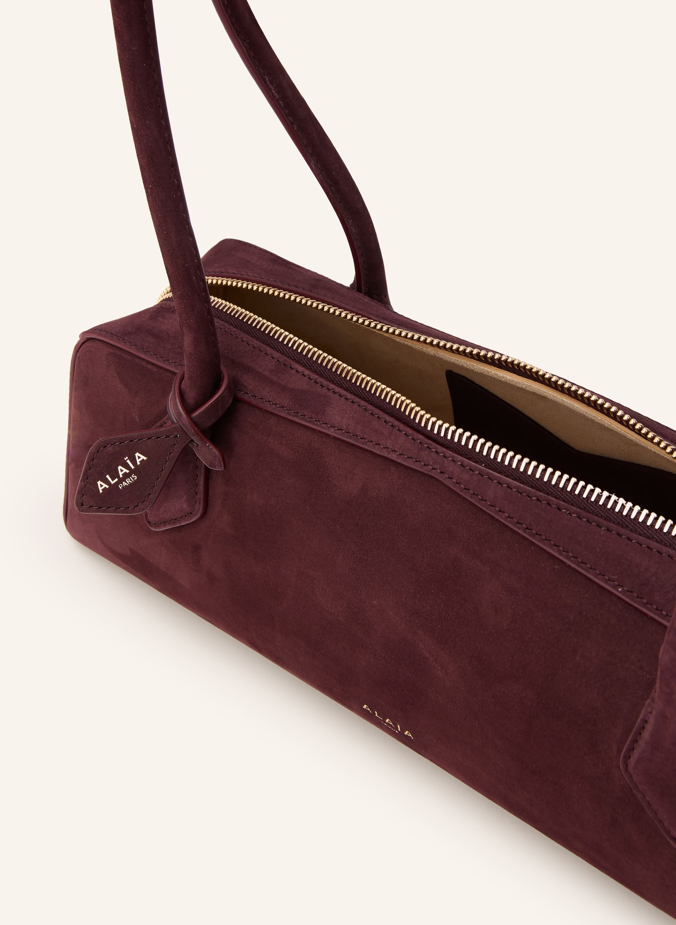 ALAÏA Schoudertas LE TECKEL MEDIUM: MARRON FONCÉ / GOUD