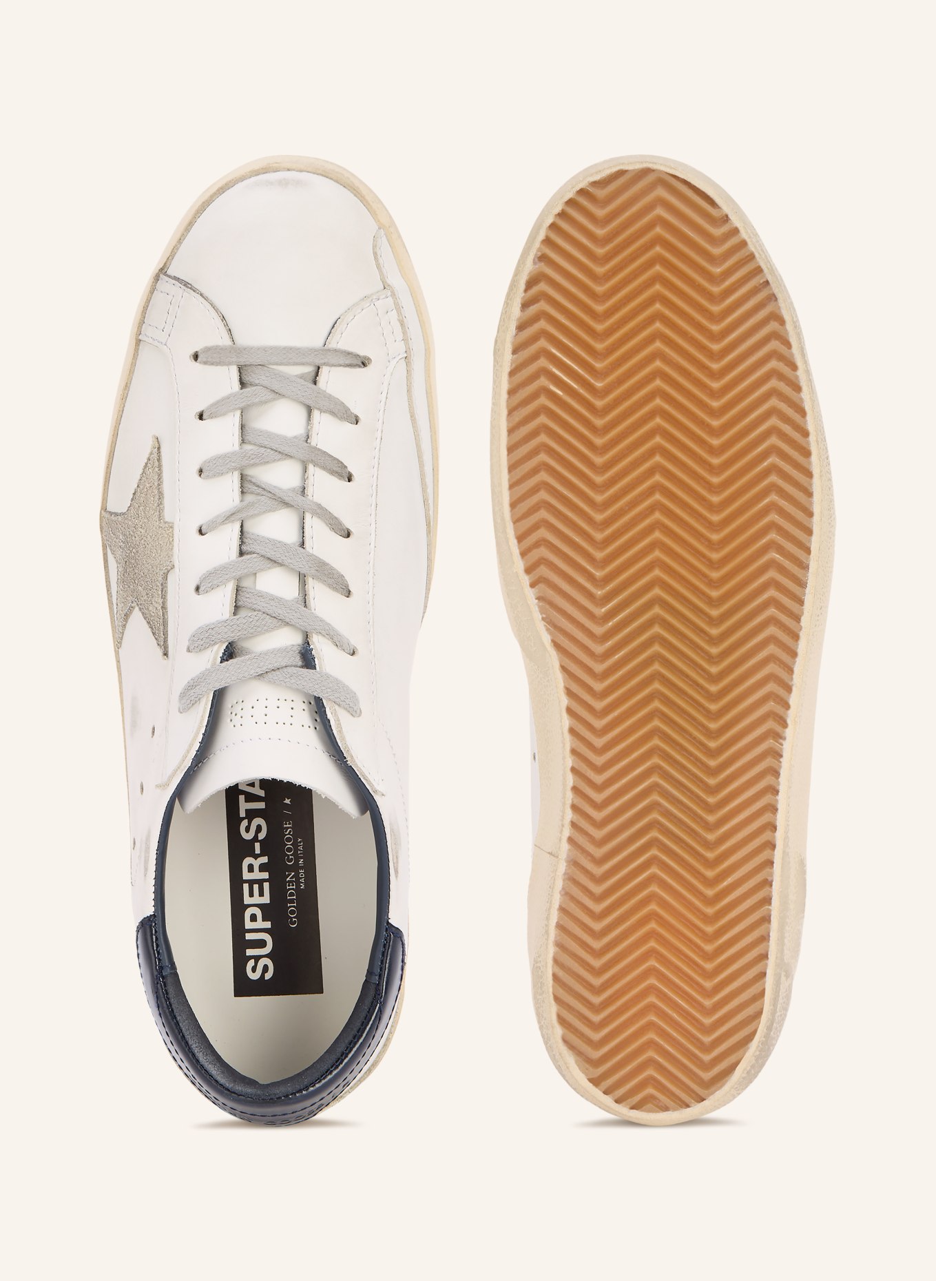 GOLDEN GOOSE Sneakers SUPER-STAR CLASSIC: WHITE / LIGHT GRAY / DARK BLUE