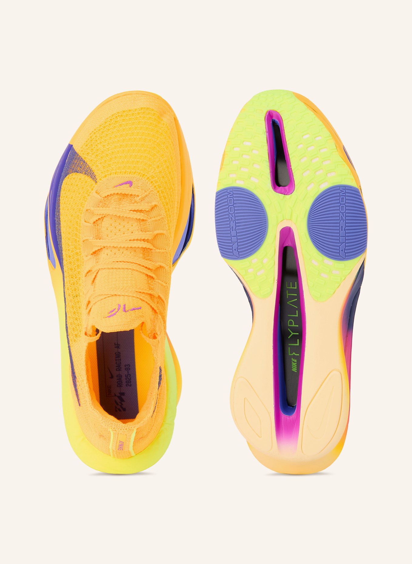 Nike Hardloopschoenen AIR ZOOM ALPHAFLY 3: NEONORANJE / NEONGEEL / DONKERBLAUW