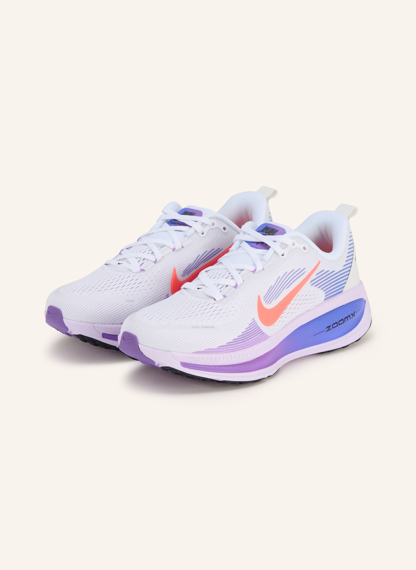 Nike Laufschuhe VOMERO 18: WEISS / LILA / NEONORANGE