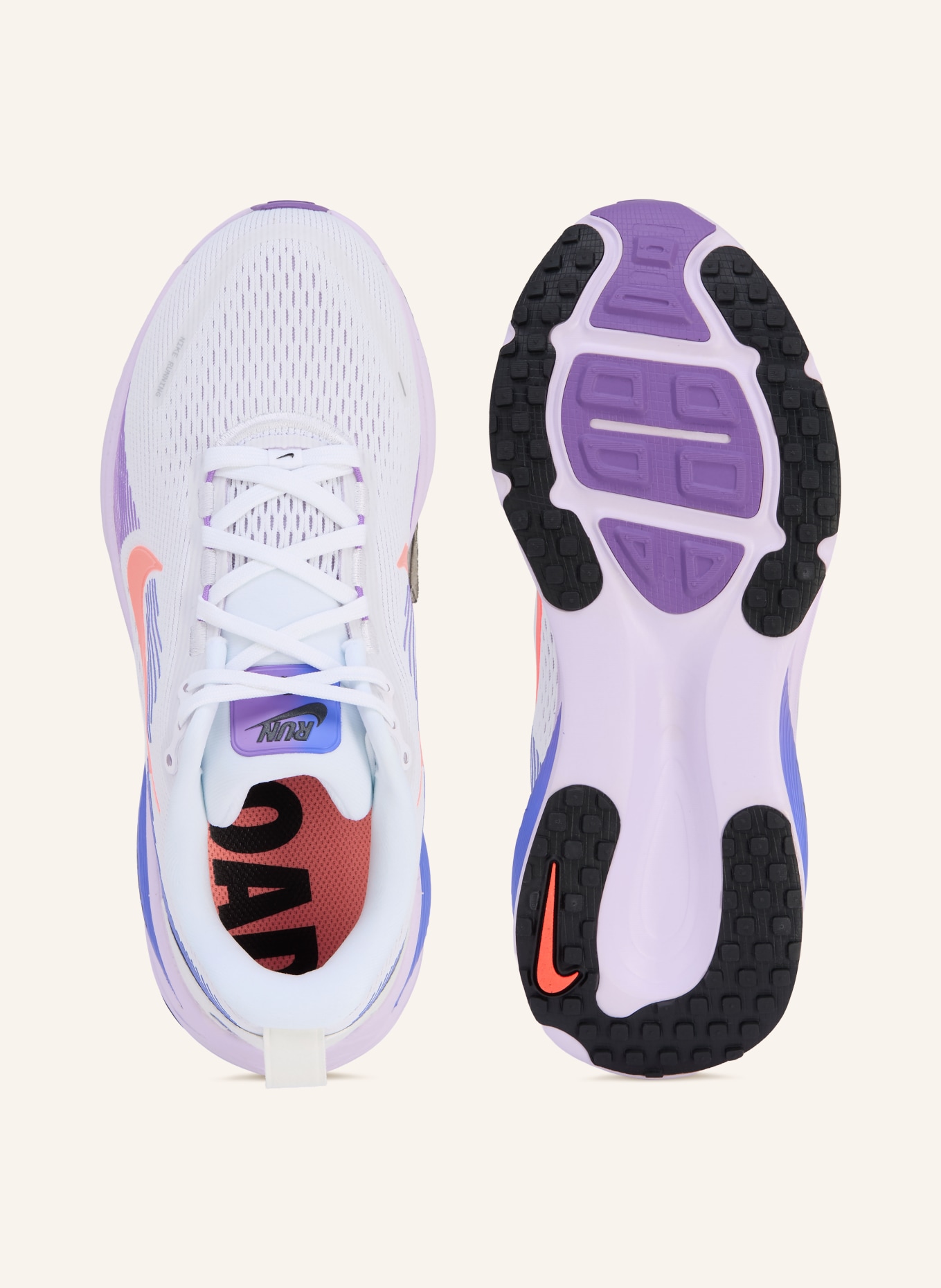 Nike Laufschuhe VOMERO 18: WEISS / LILA / NEONORANGE