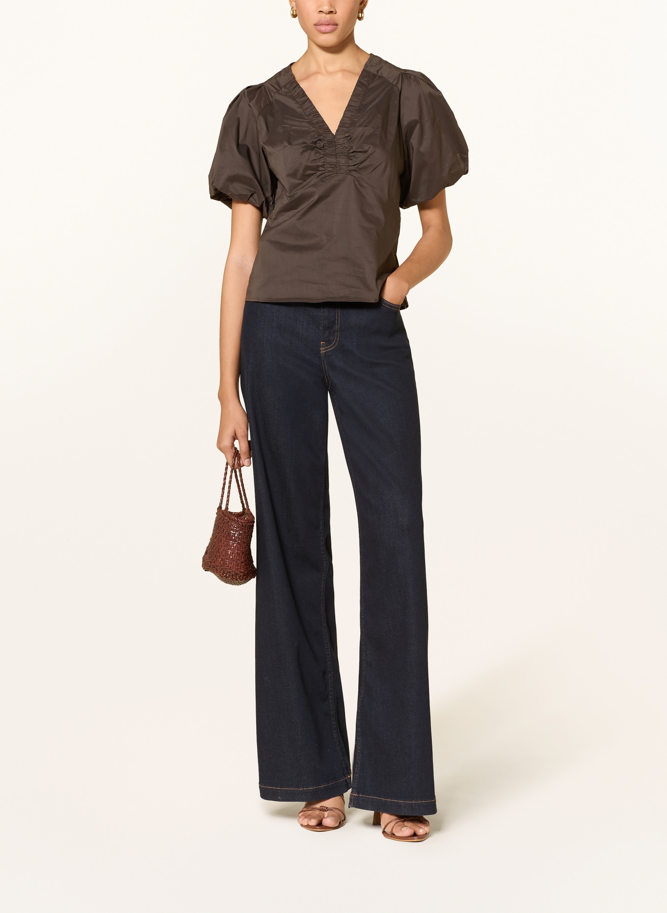 NEO NOIR Blouse IRINA: MARRON FONCÉ