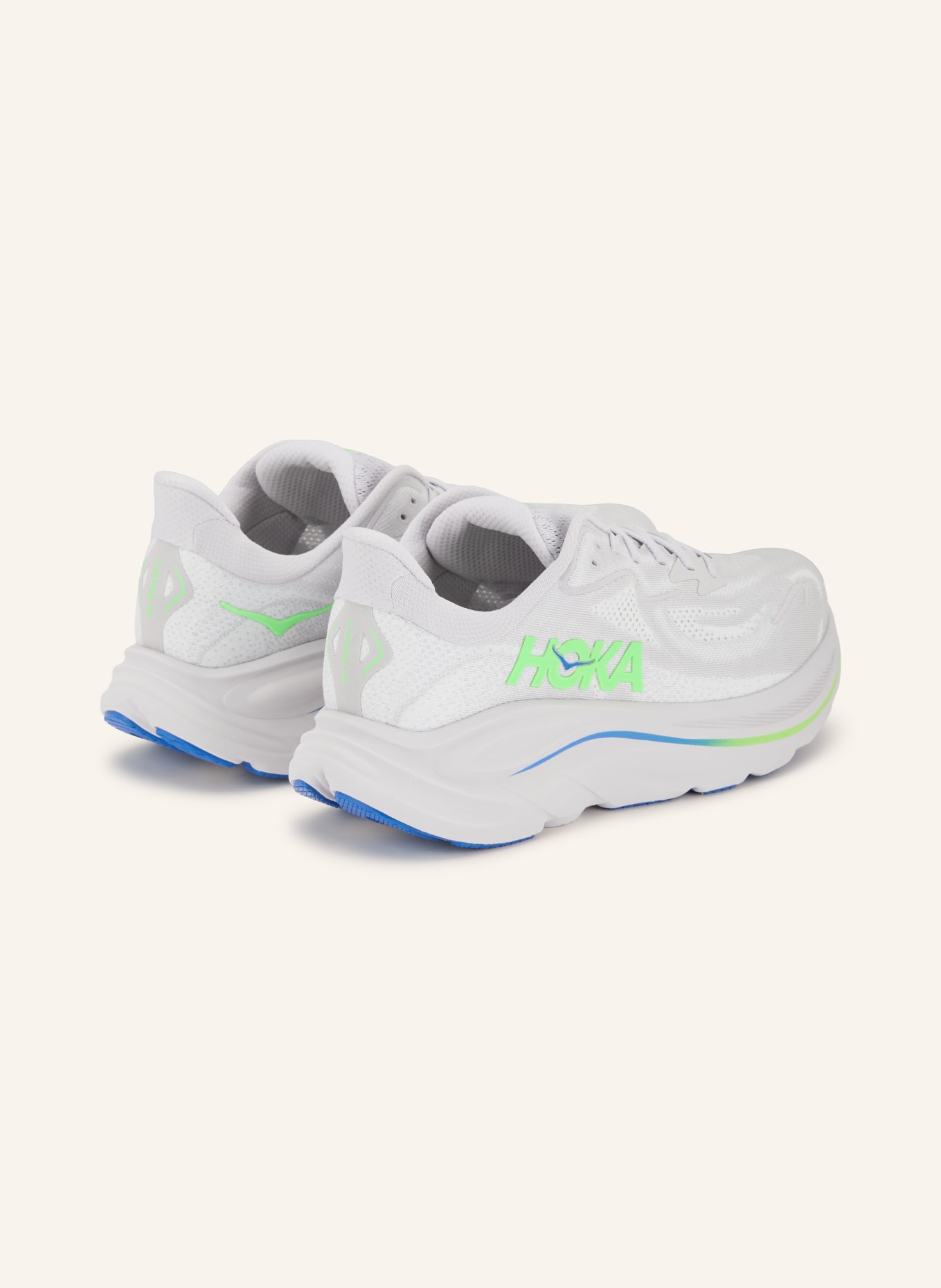 HOKA Hardloopschoenen CLIFTON 10: LICHTGRIJS / NEONGROEN