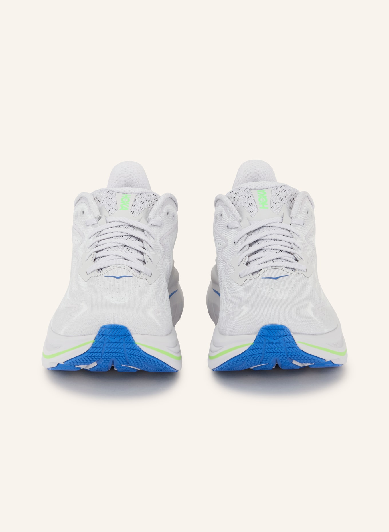 HOKA Hardloopschoenen CLIFTON 10: LICHTGRIJS / NEONGROEN