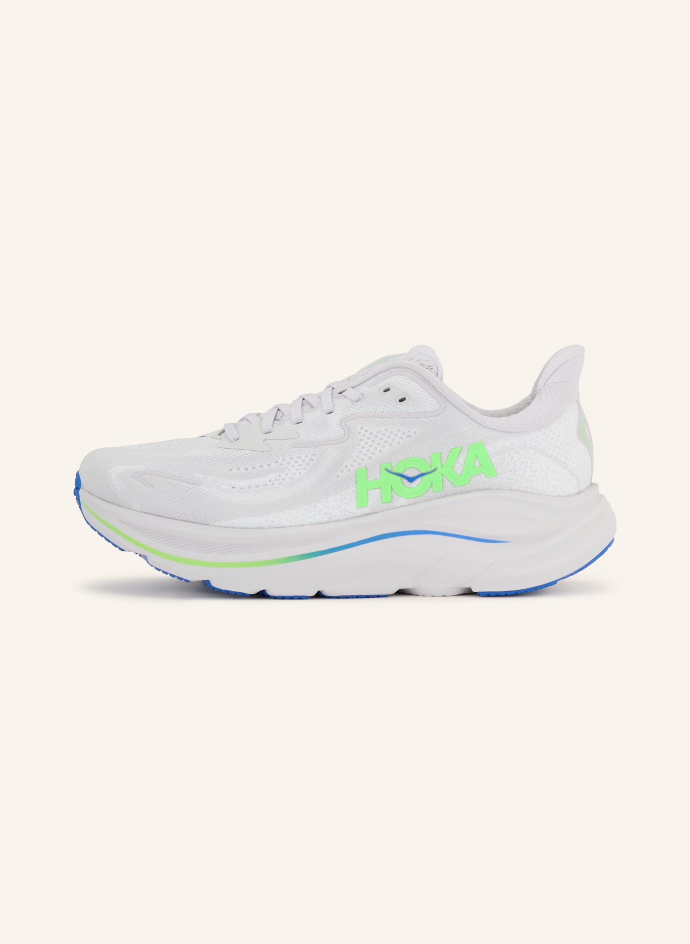 HOKA Hardloopschoenen CLIFTON 10: LICHTGRIJS / NEONGROEN