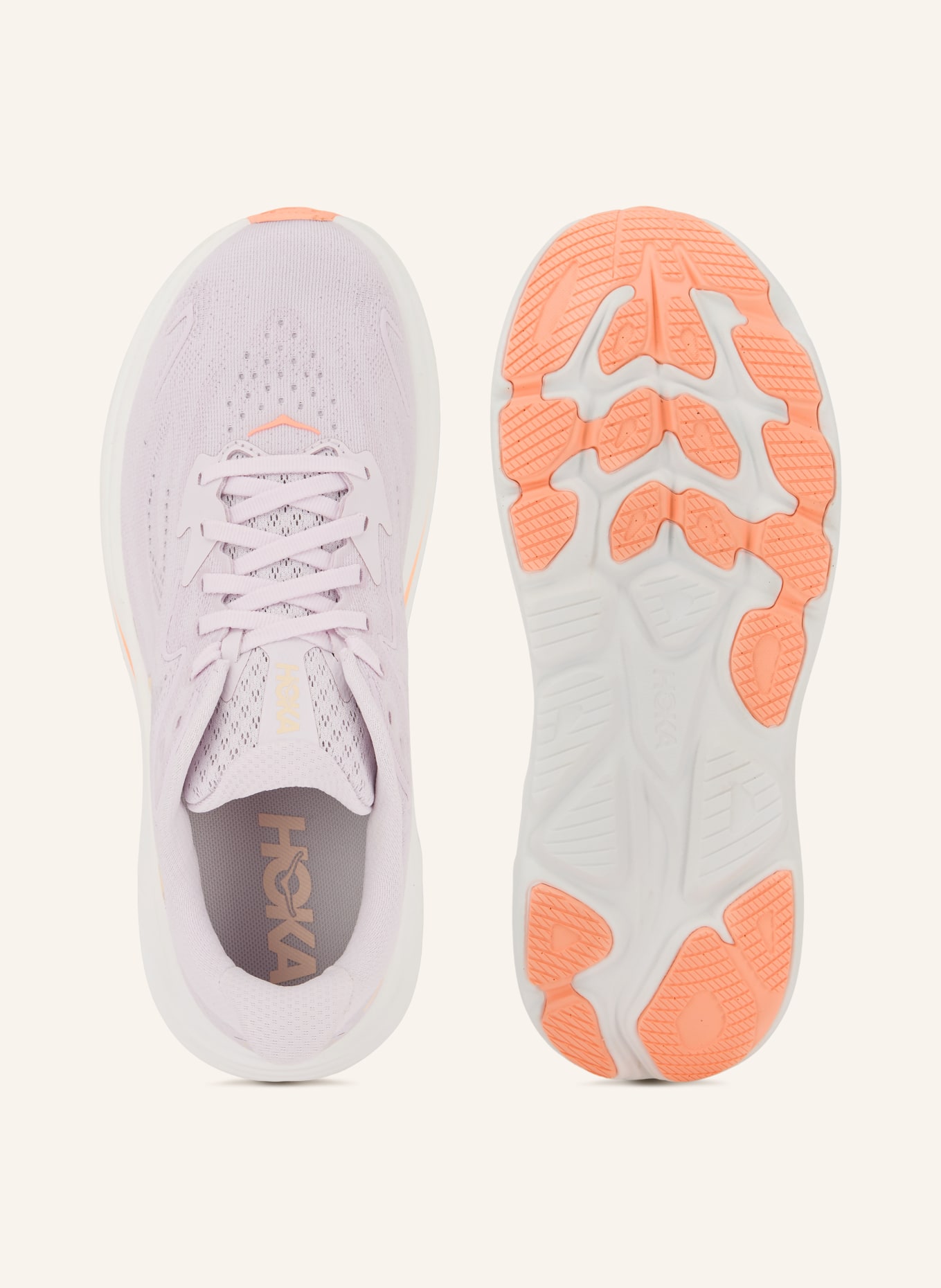 HOKA Chaussures de course CLIFTON 10: LILAS CLAIR / ORANGE FLUO / ORANGE CLAIR