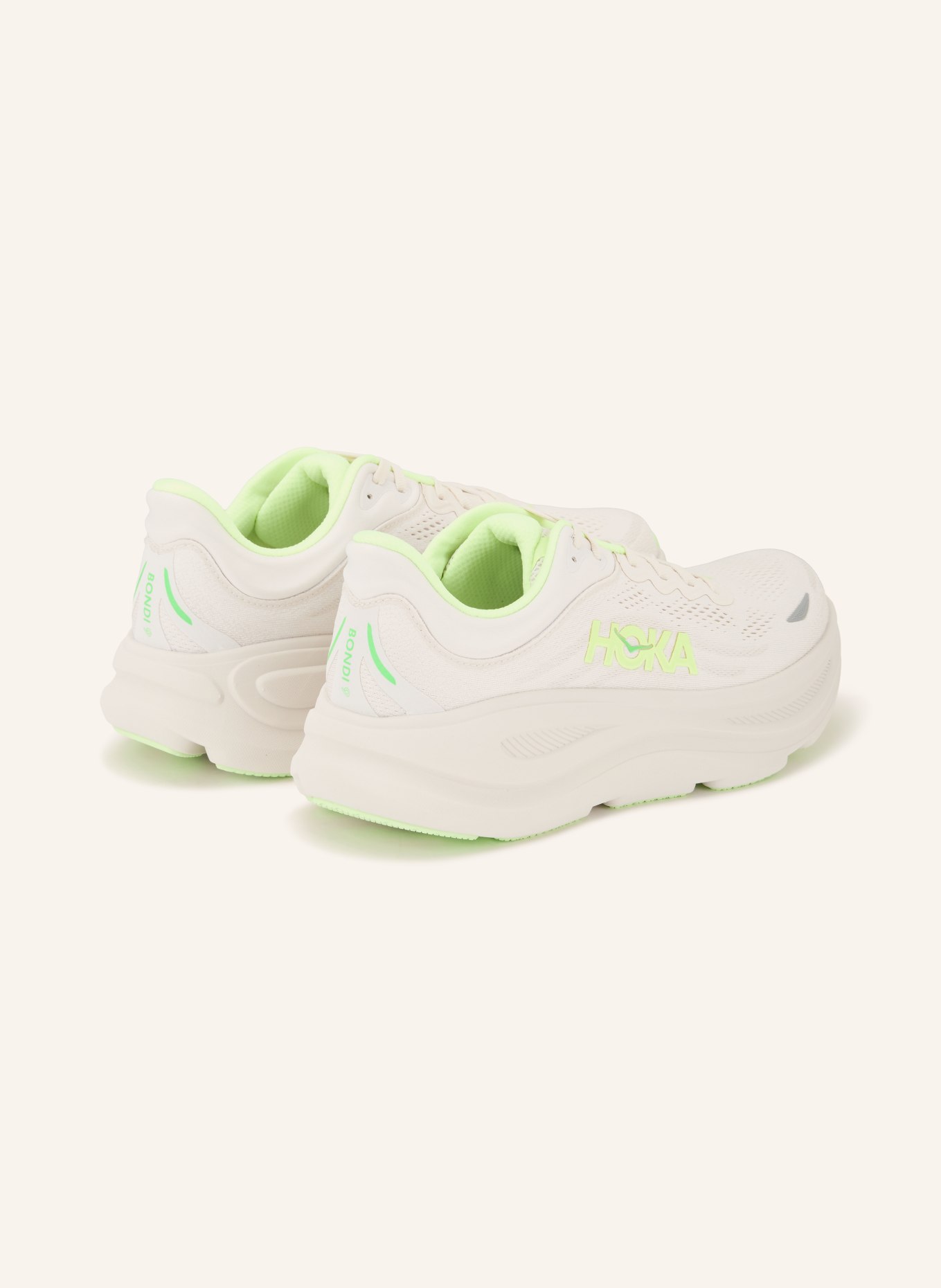 HOKA Hardloopschoenen BONDI 9: LICHTGRIJS / NEONGEEL