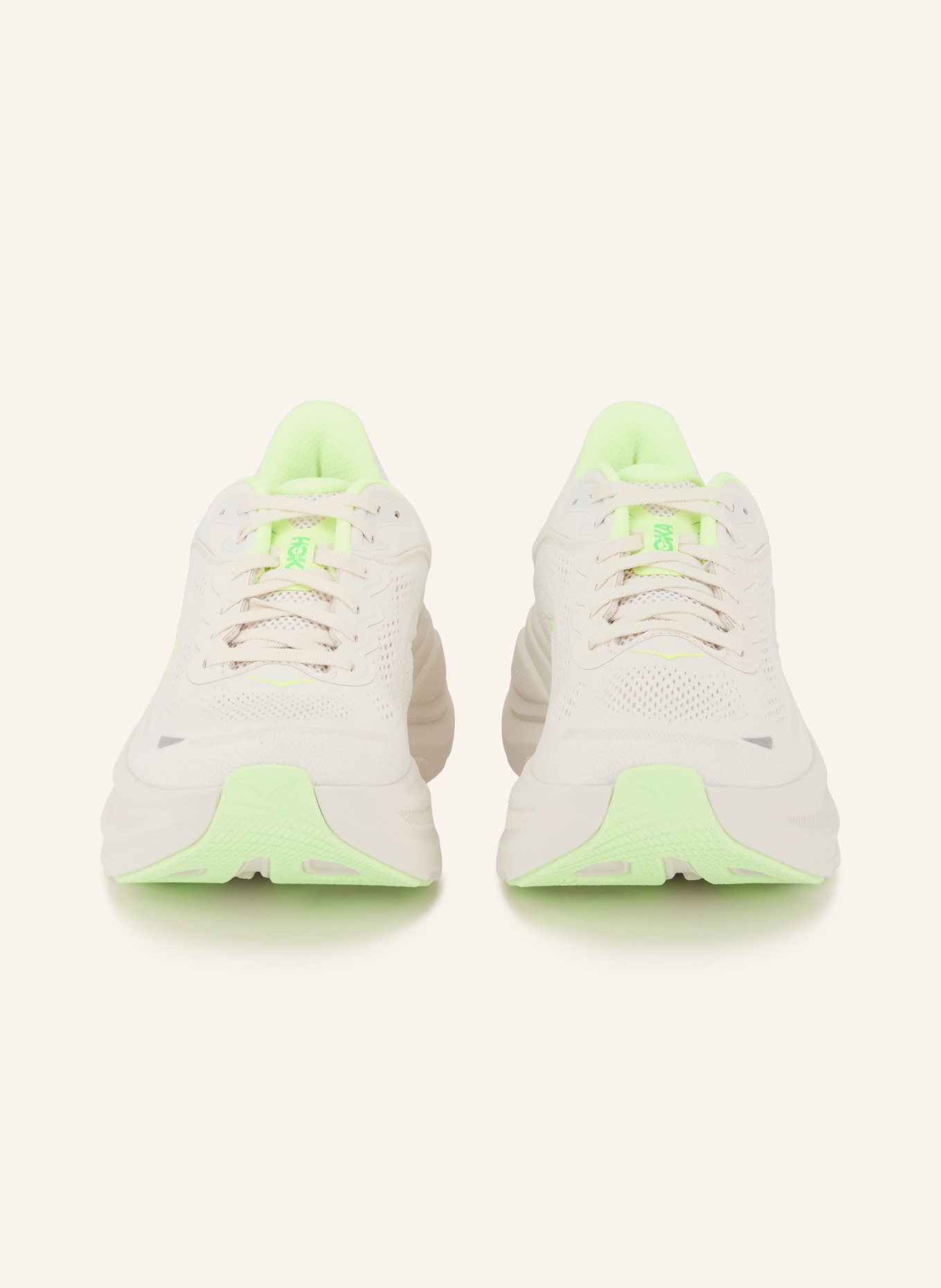 HOKA Hardloopschoenen BONDI 9: LICHTGRIJS / NEONGEEL
