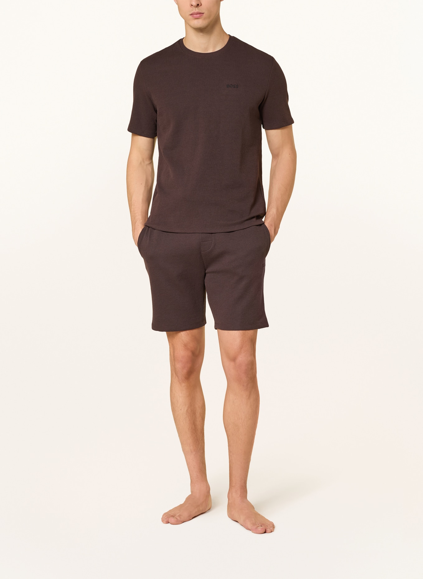BOSS short de nuit: MARRON FONCÉ