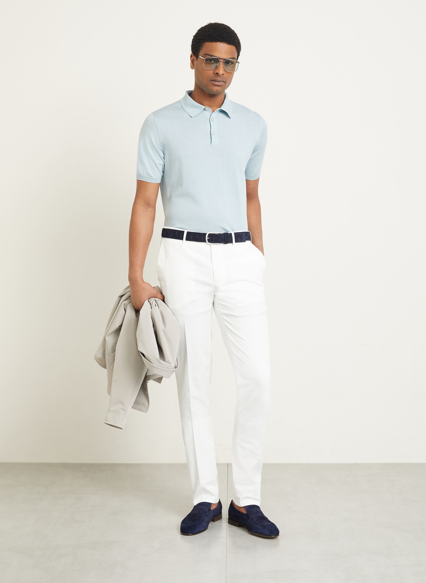 FIORONI Strick-Poloshirt: HELLBLAU