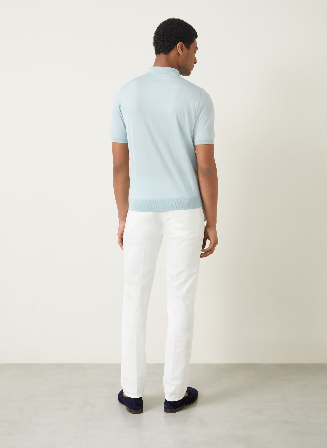 FIORONI Strick-Poloshirt: HELLBLAU