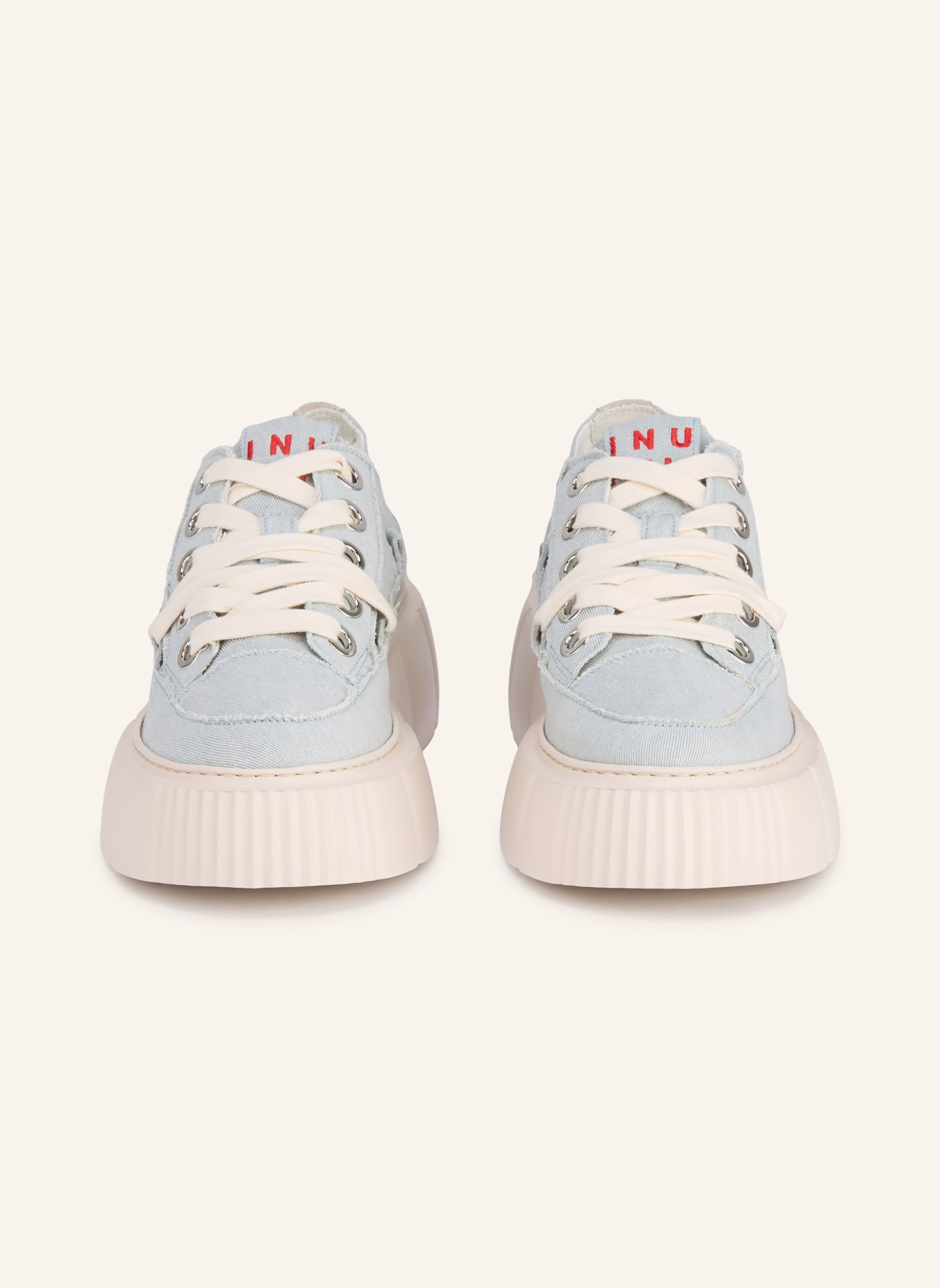 INUIKII Sneaker MATILDA FRAYED DENIM: LICHTBLAUW