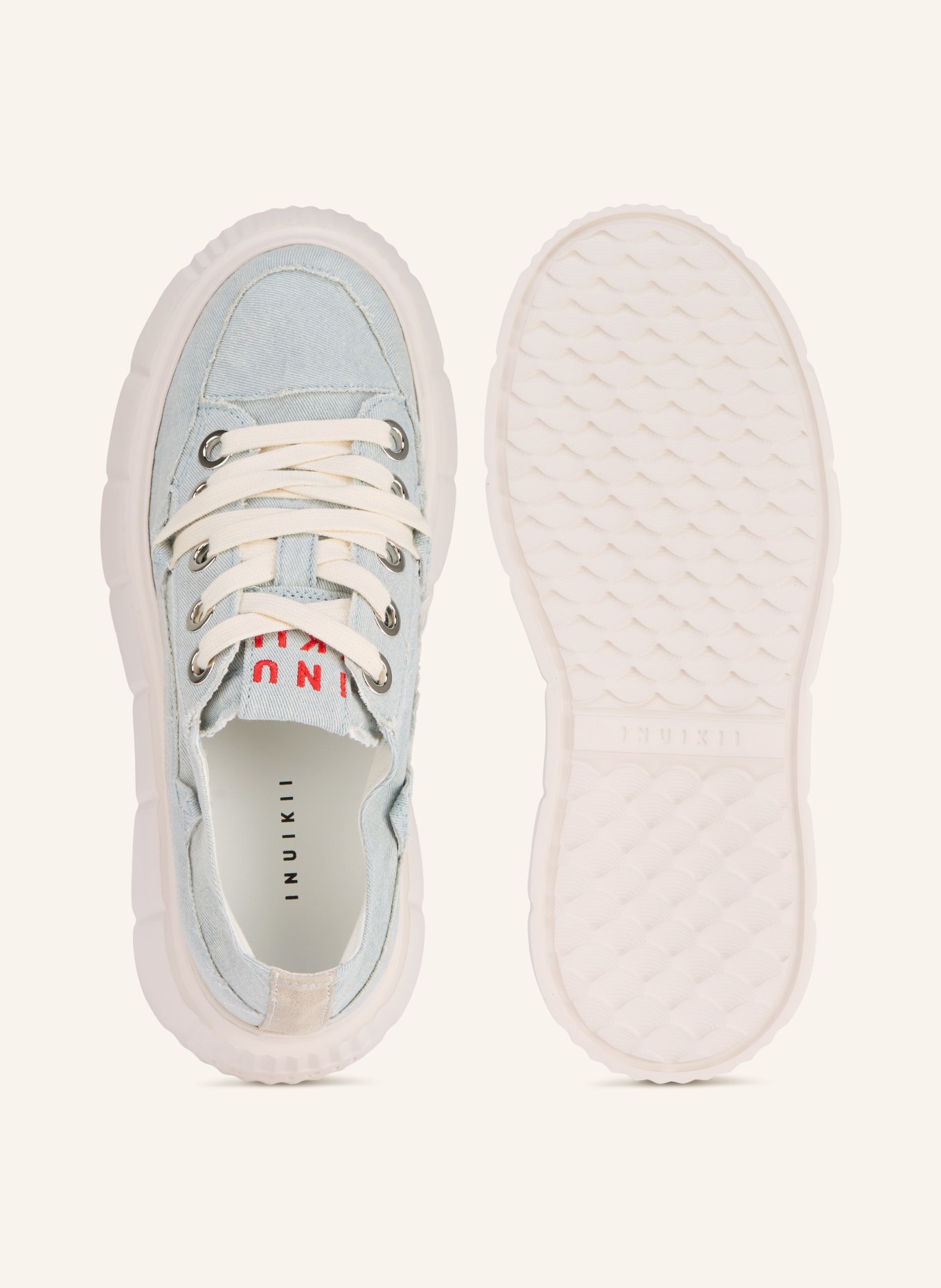 INUIKII Sneaker MATILDA FRAYED DENIM: LICHTBLAUW