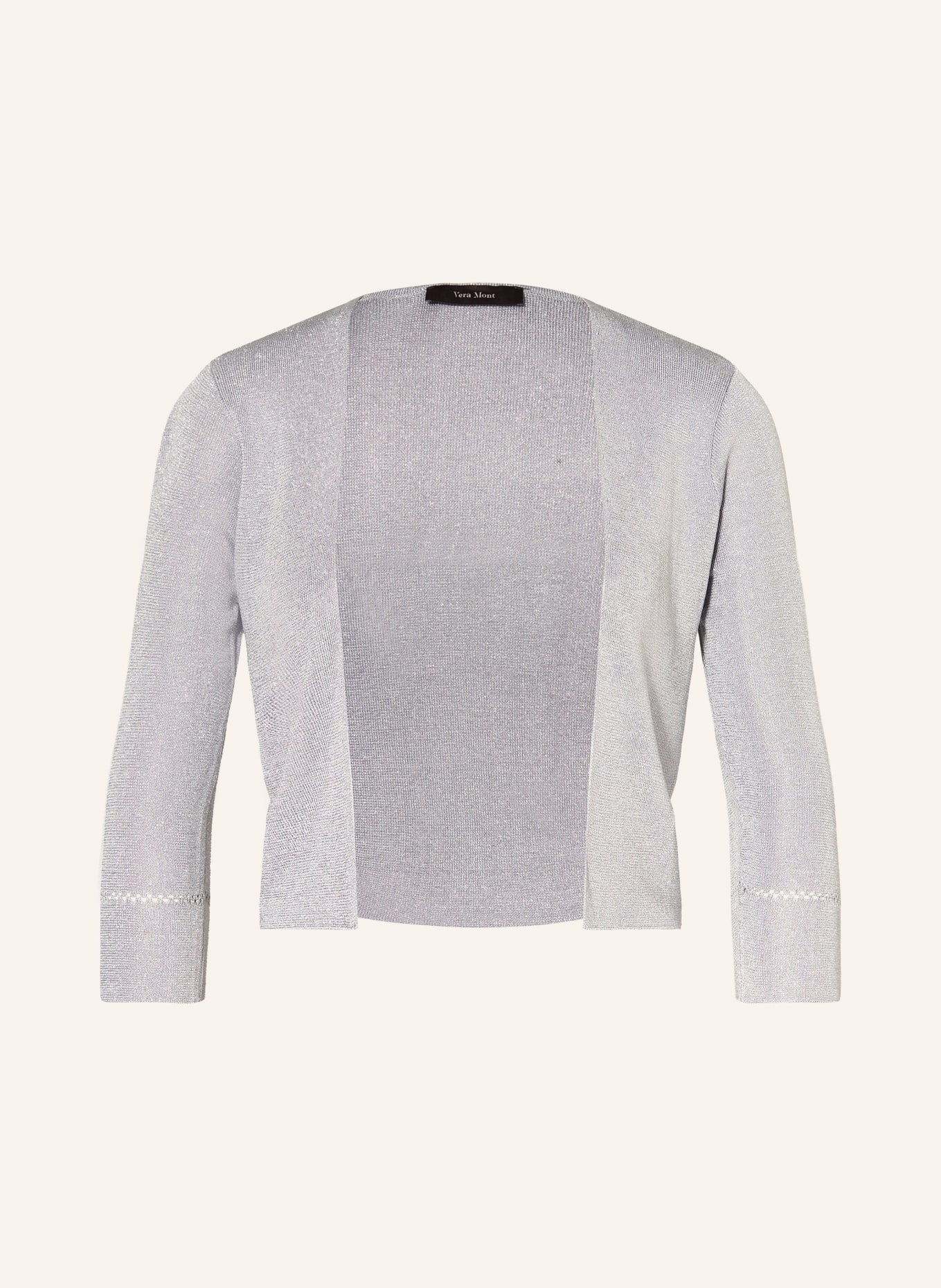 Vera Mont Strick-Bolero mit 3/4-Arm und Glitzergarn: HELLGRAU