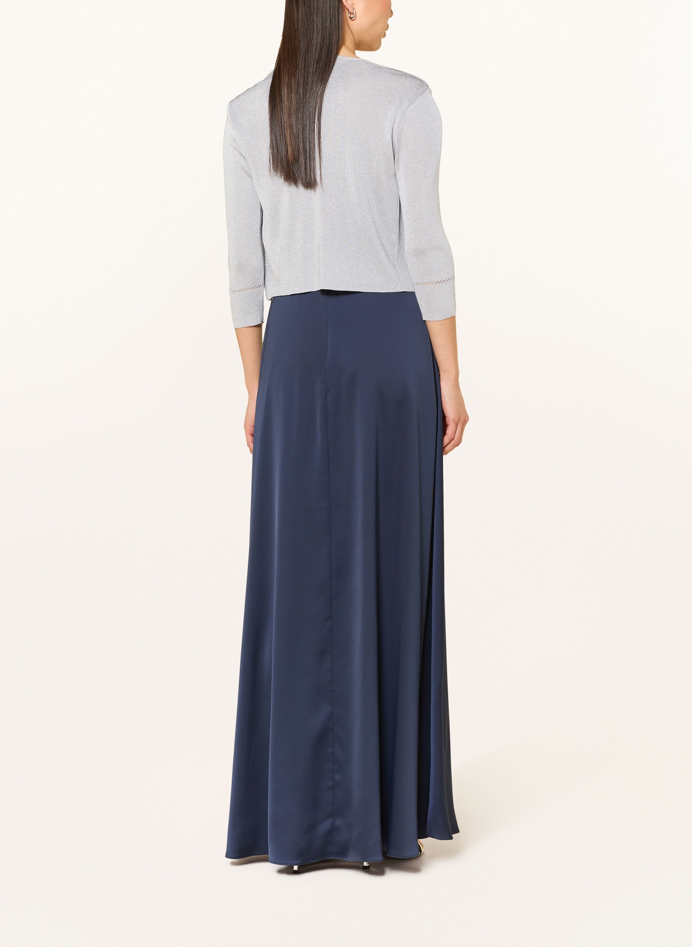 Vera Mont Strick-Bolero mit 3/4-Arm und Glitzergarn: HELLGRAU