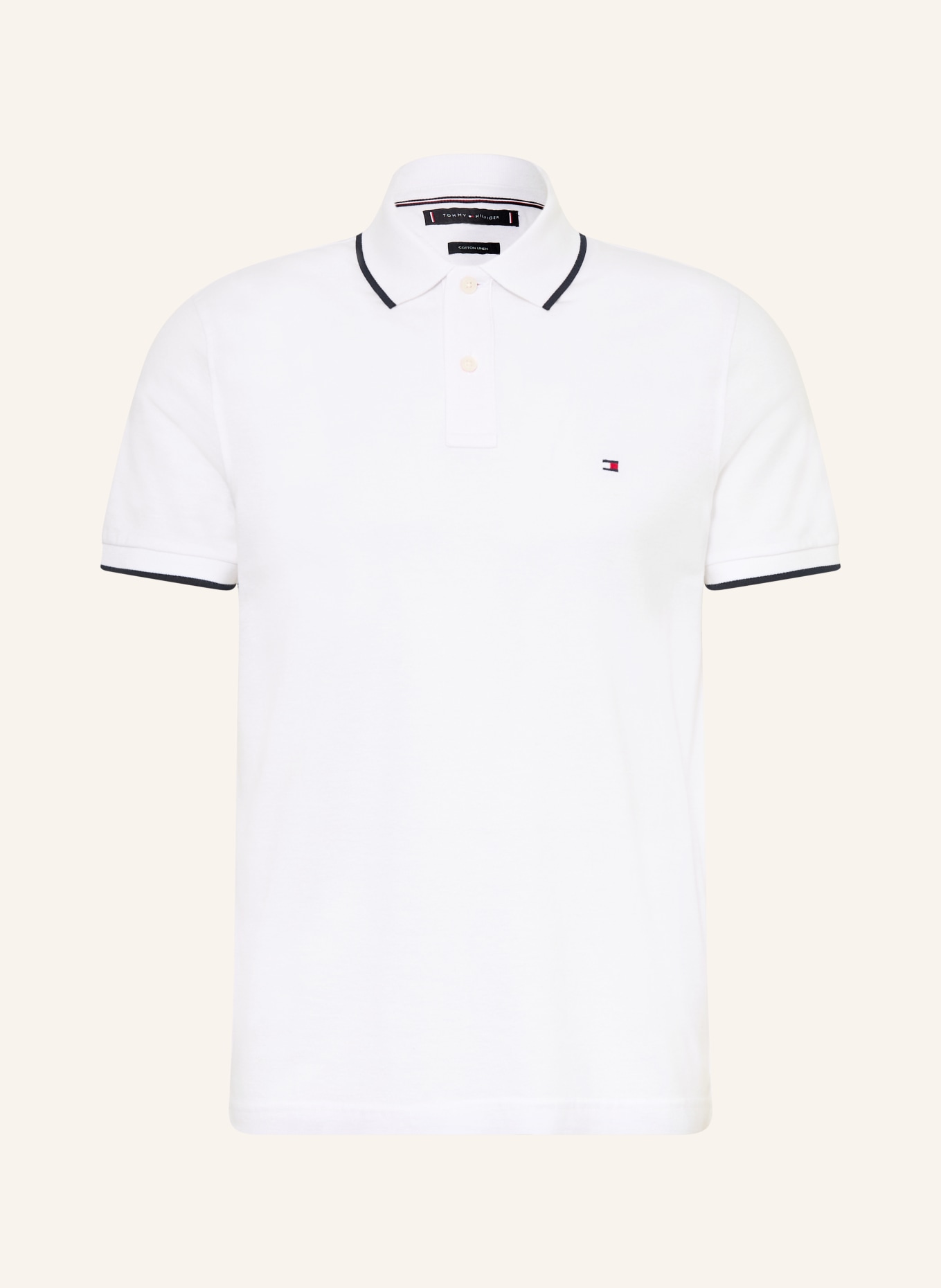 TOMMY HILFIGER Piqué-Poloshirt: WEISS / SCHWARZ
