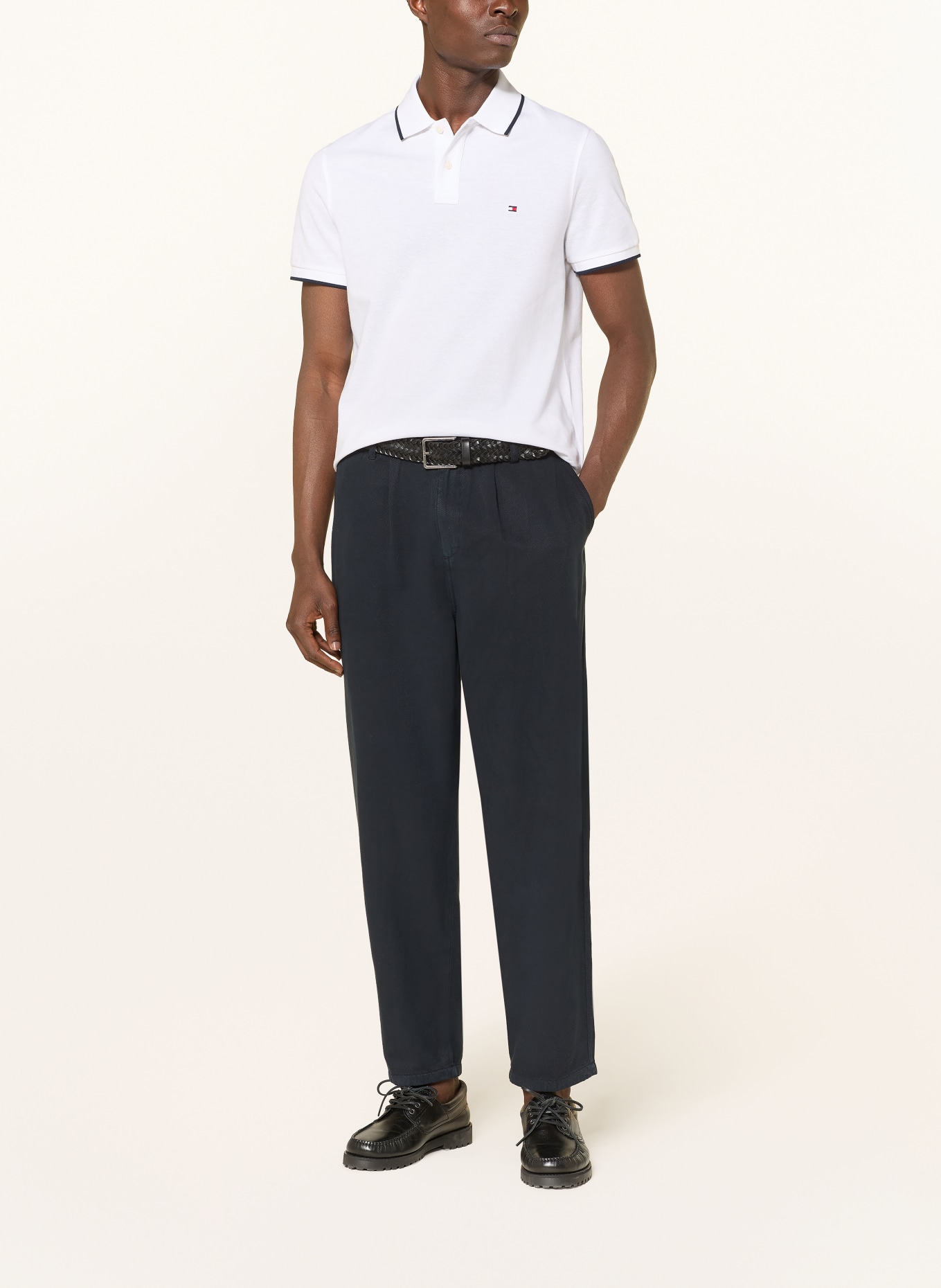 TOMMY HILFIGER Piqué-Poloshirt: WEISS / SCHWARZ