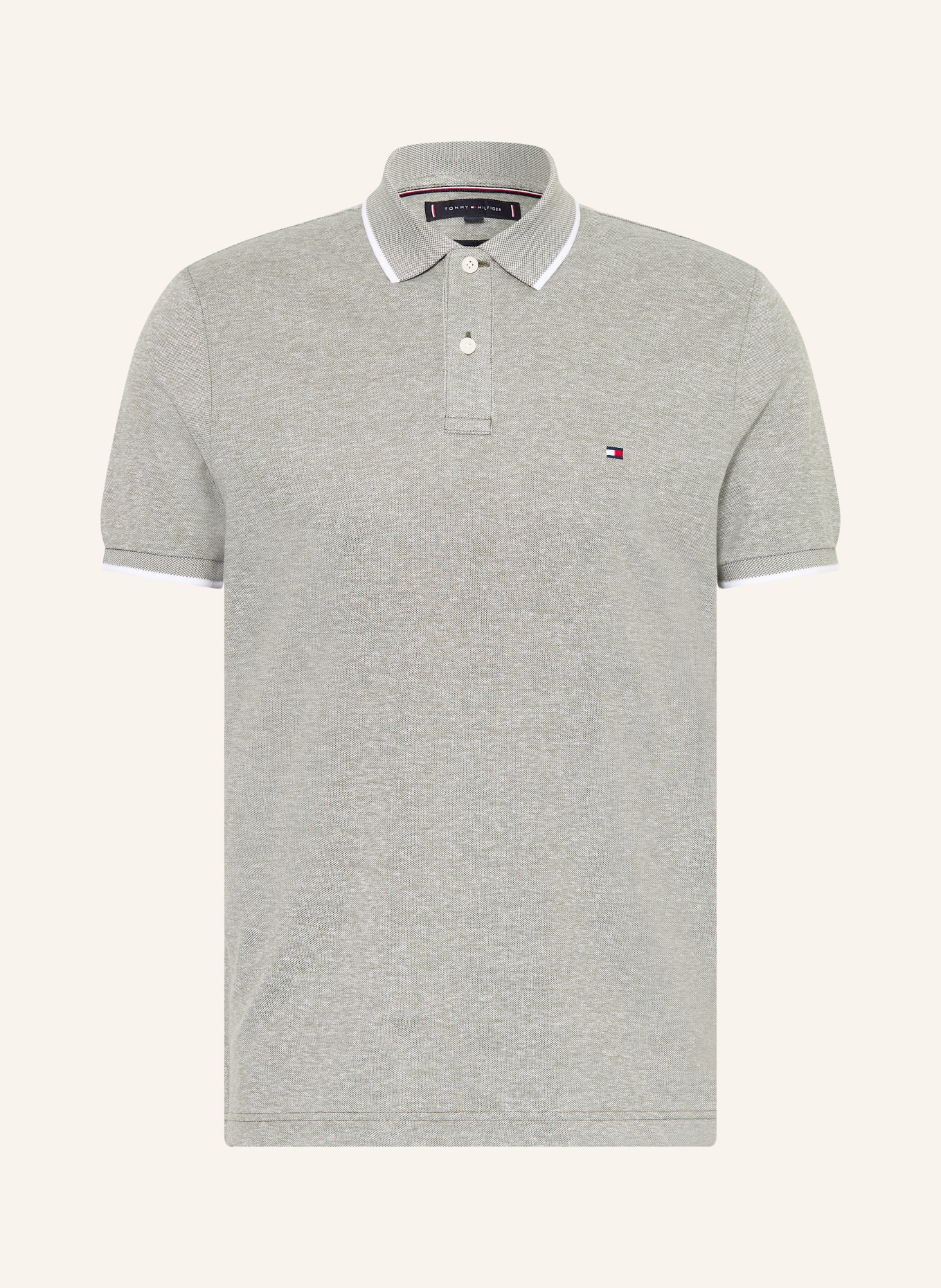 TOMMY HILFIGER Piqué-Poloshirt: HELLGRAU / WEISS