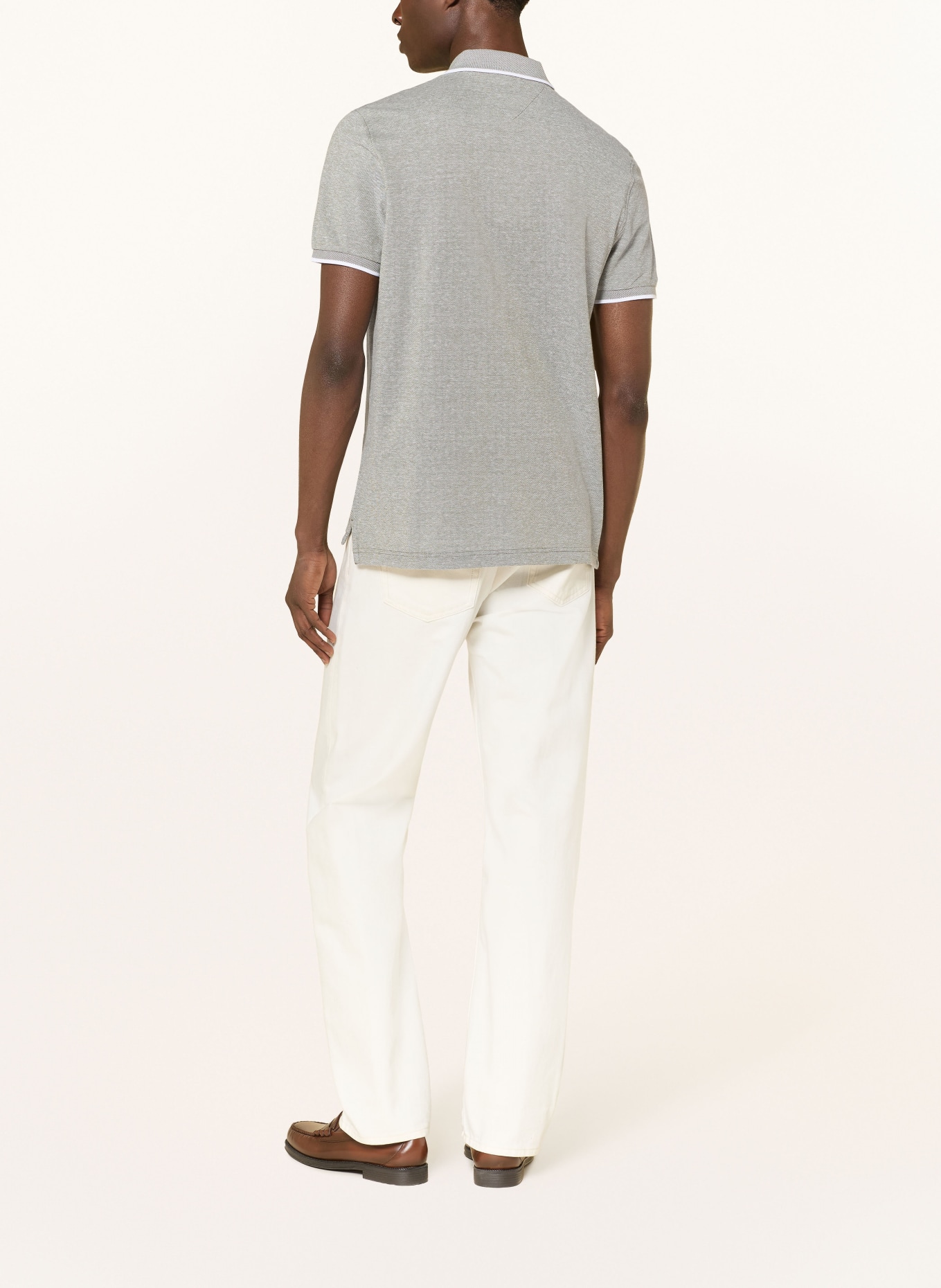 TOMMY HILFIGER Piqué-Poloshirt: HELLGRAU / WEISS