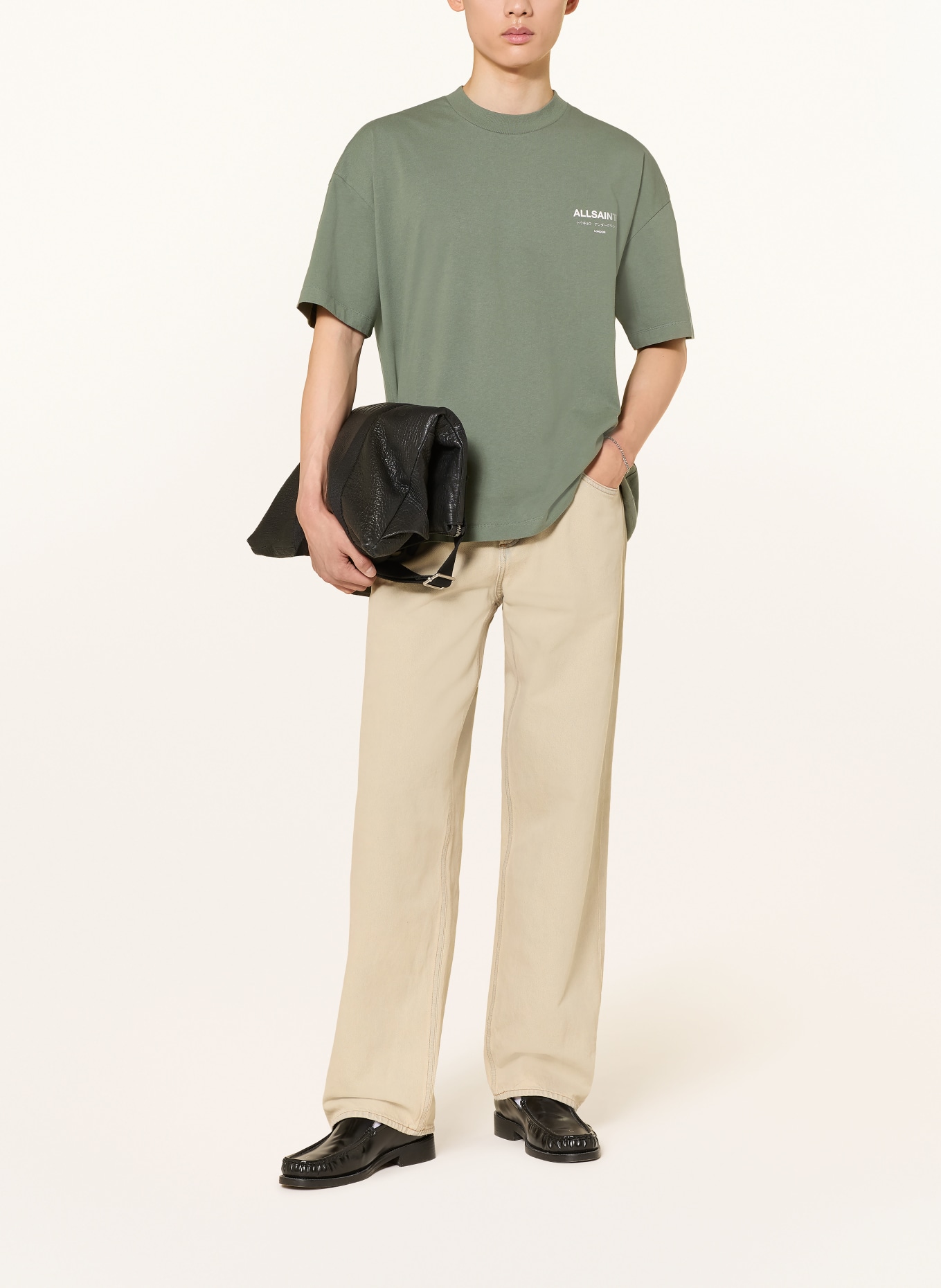 ALLSAINTS T-shirt UNDERGROUND: OLIJF / WIT