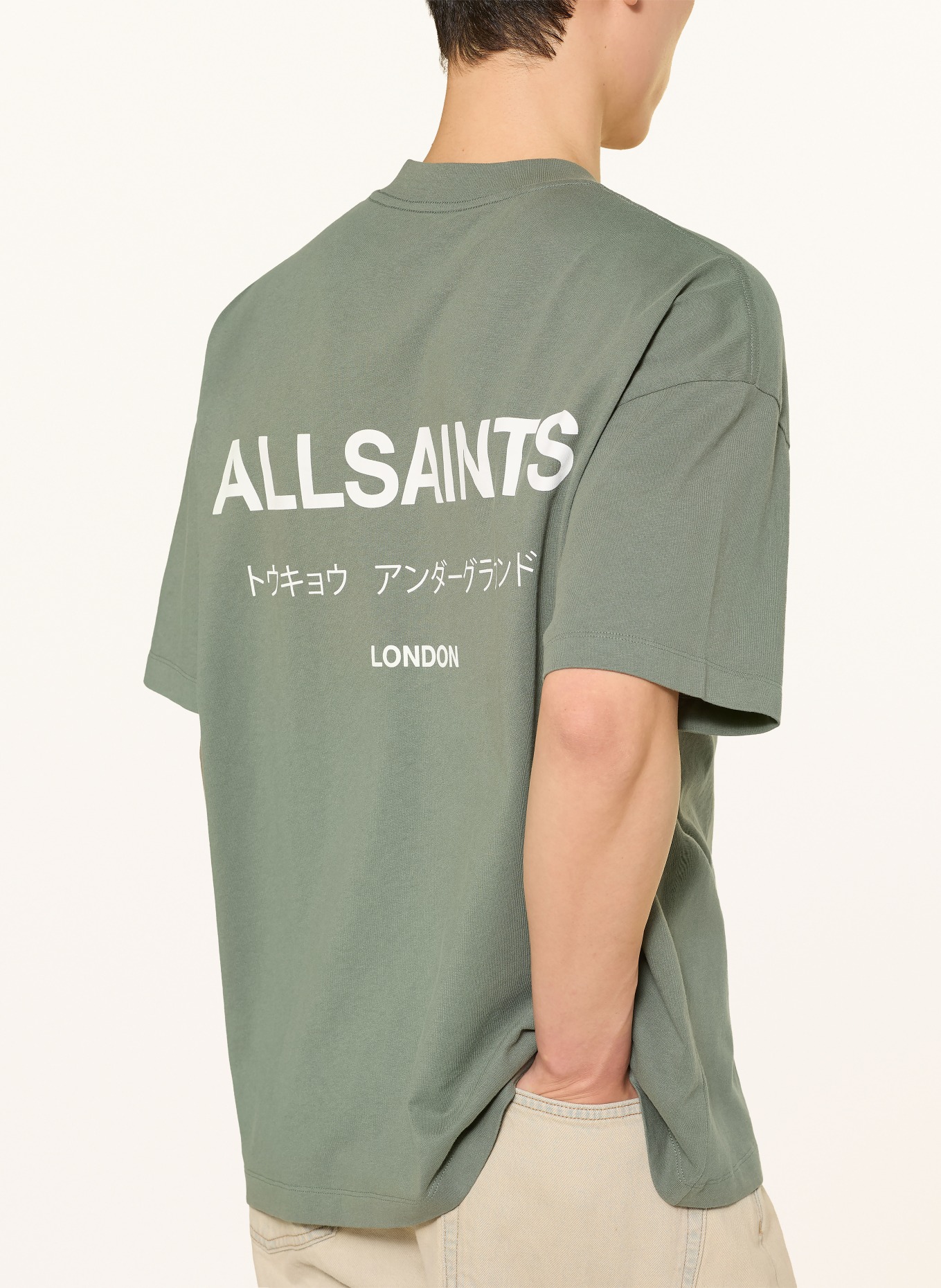 ALLSAINTS T-shirt UNDERGROUND: OLIJF / WIT
