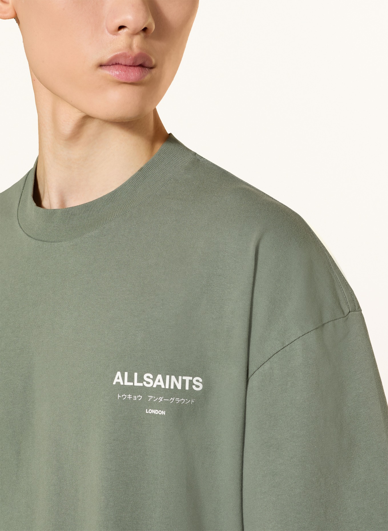 ALLSAINTS T-shirt UNDERGROUND: OLIJF / WIT