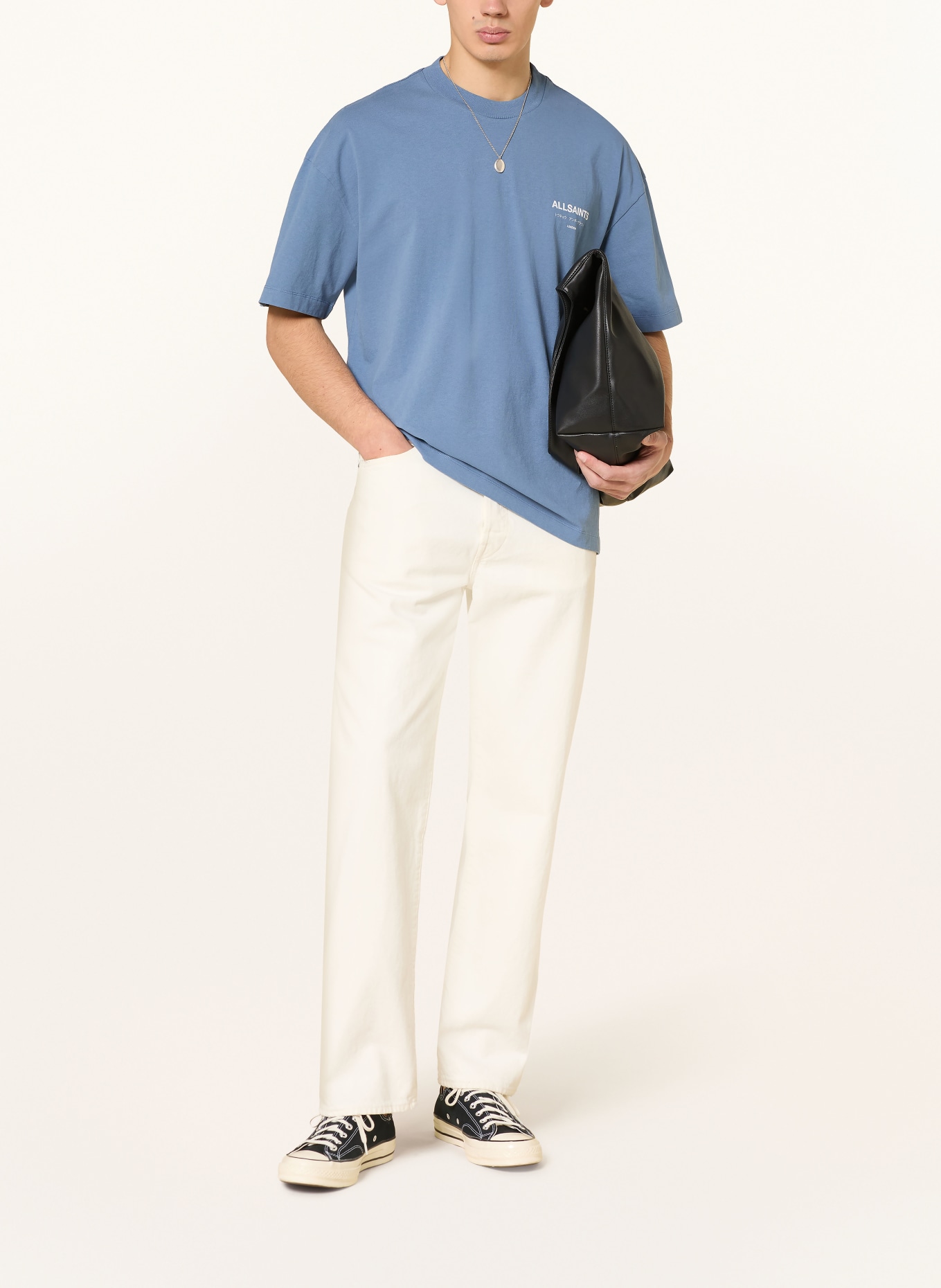 ALLSAINTS T-shirt UNDERGROUND: BLAUW / WIT
