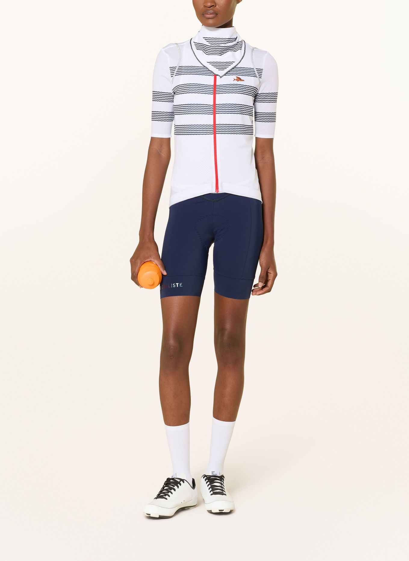 CAFÉ DU CYCLISTE Cycling jersey MONA: WHITE / BLUE