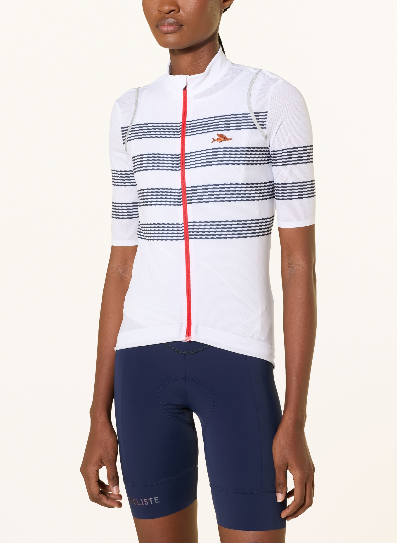CAFÉ DU CYCLISTE Cycling jersey MONA: WHITE / BLUE