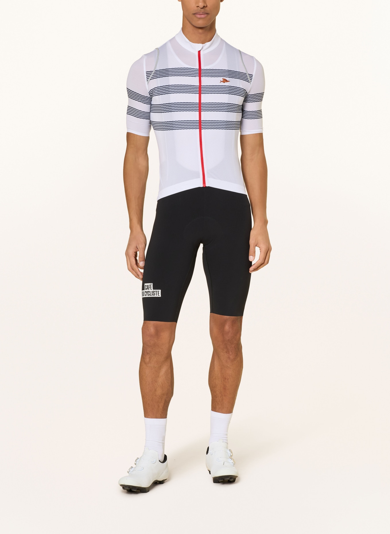 CAFÉ DU CYCLISTE Fietsjersey MONA: WIT / BLAUW