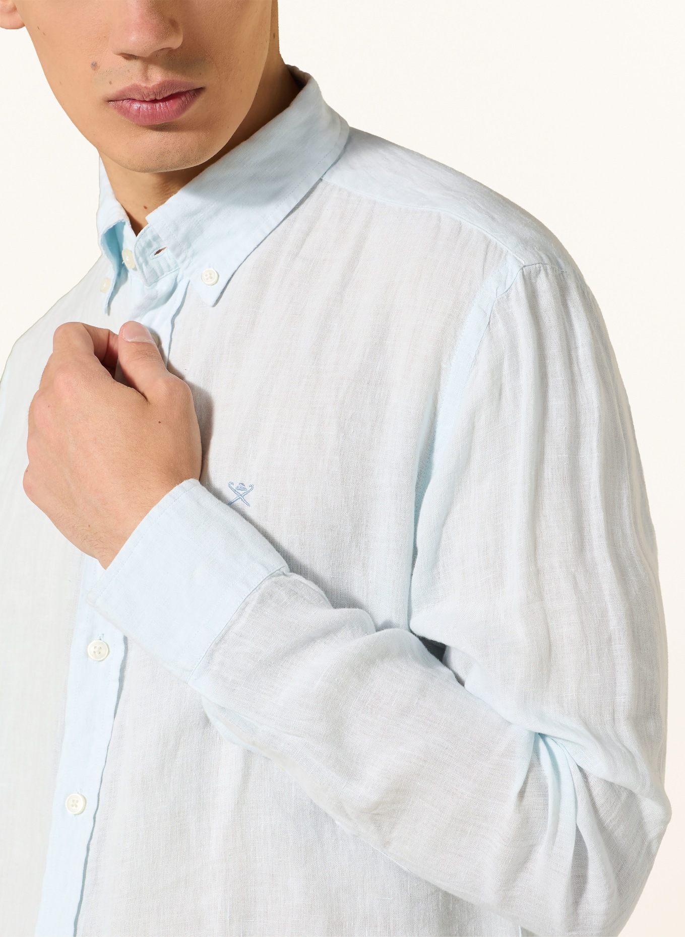 HACKETT LONDON Leinenhemd Tailored Fit: HELLBLAU