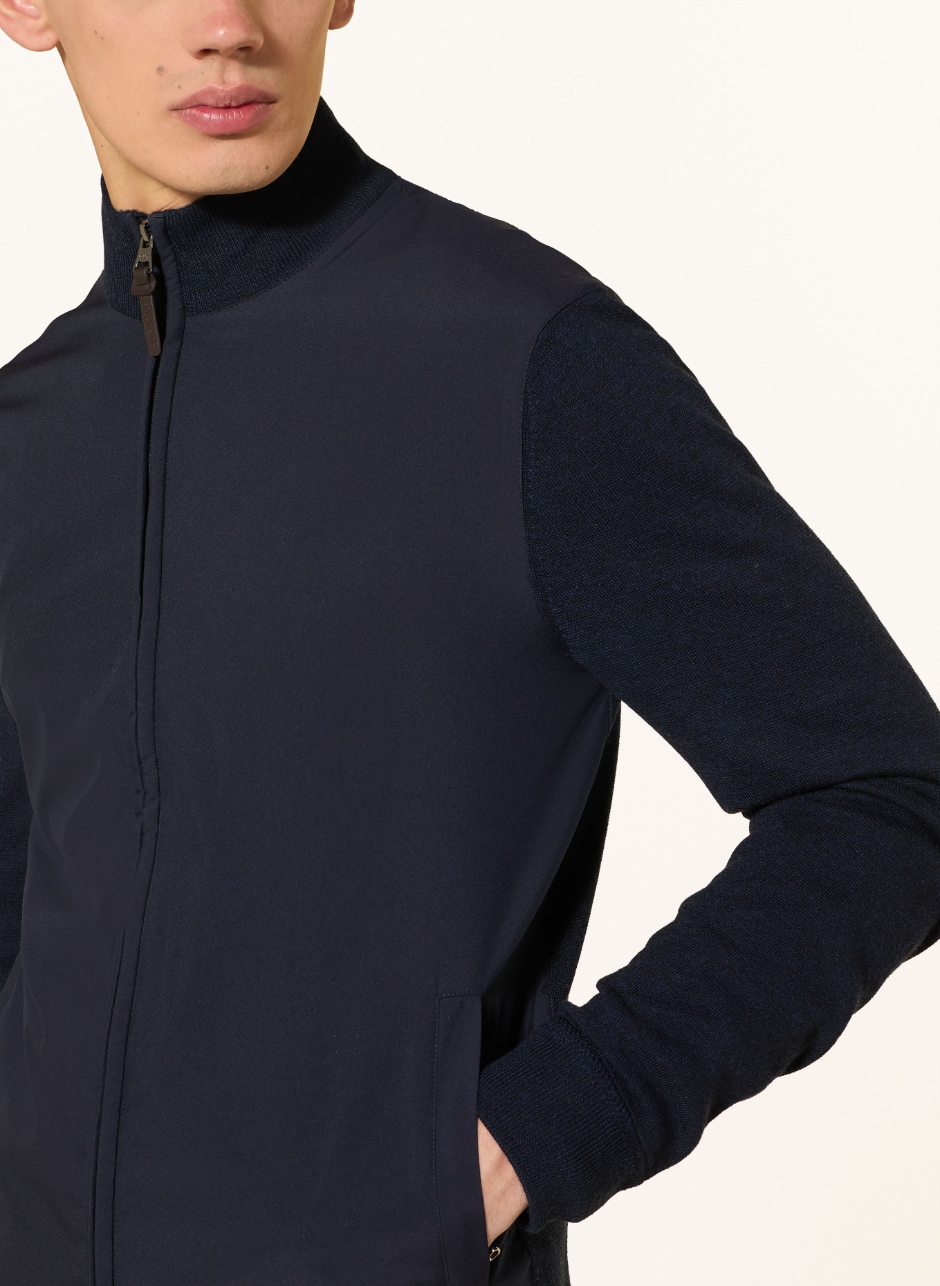 HACKETT LONDON Cardigan in a mix of materials: DARK BLUE