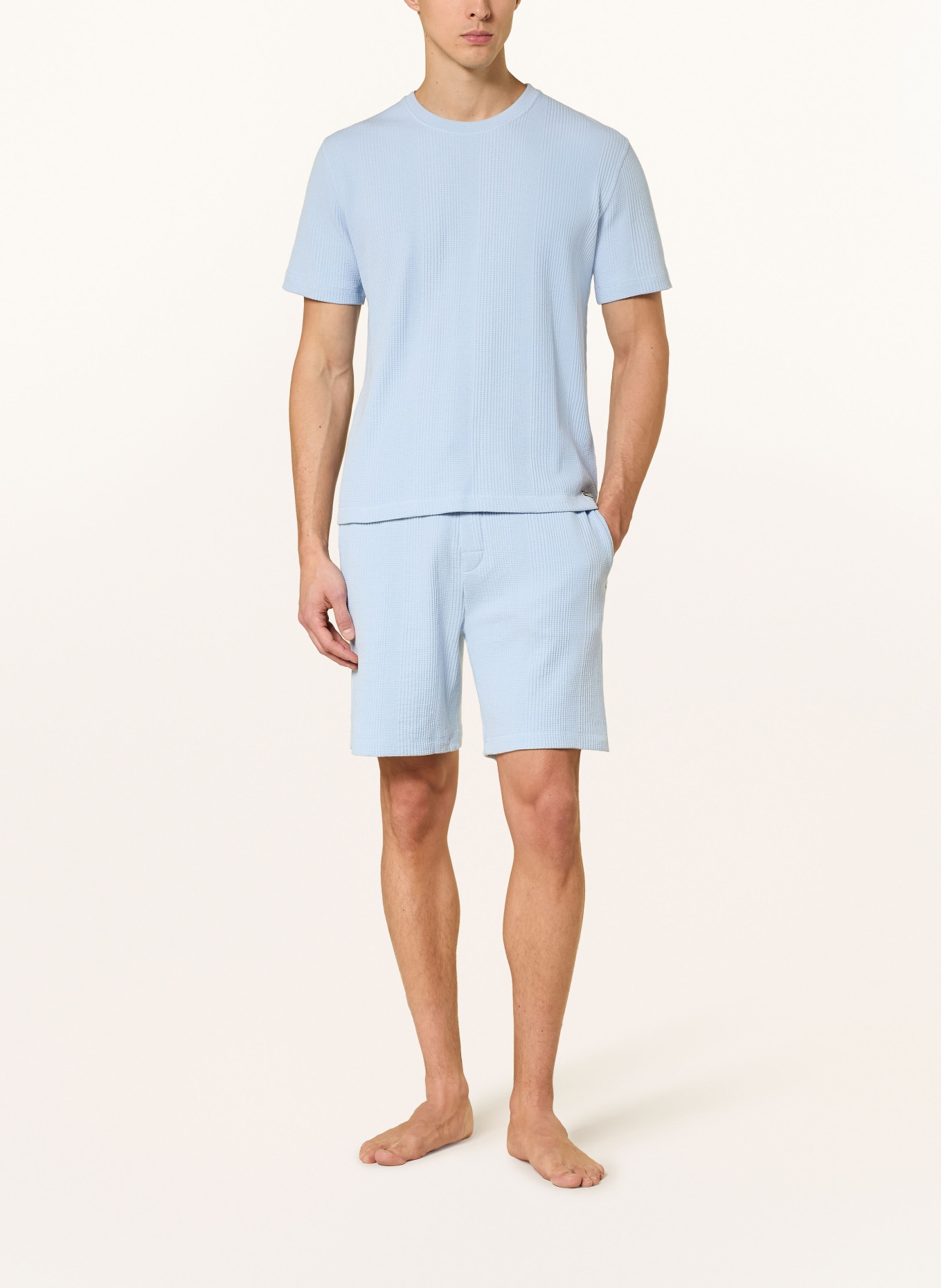 BOSS Schlafshirt STRUCTURE: HELLBLAU