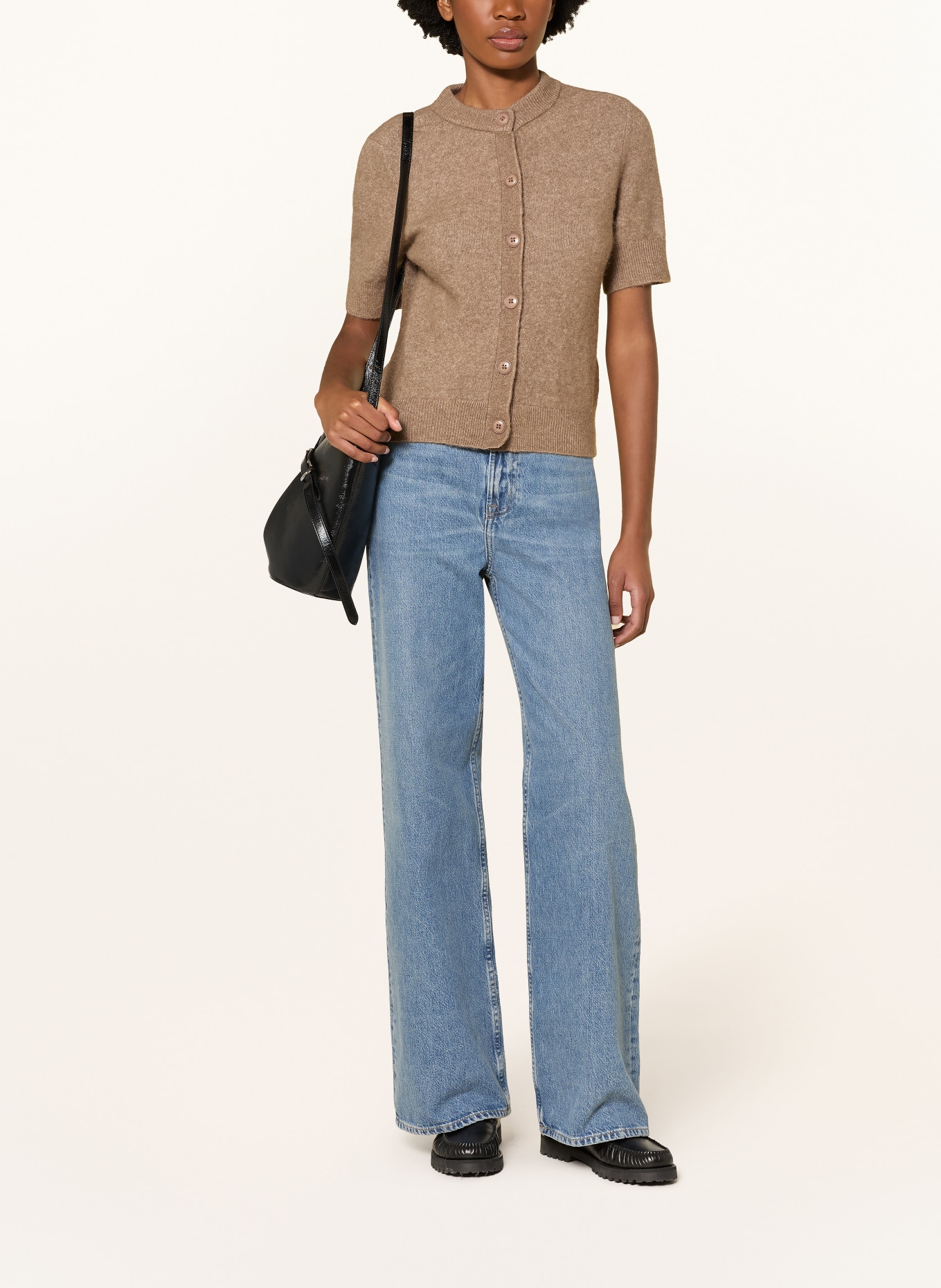 SAMSØE  SAMSØE Strickjacke SANOURA mit Merinowolle und Alpaka: HELLBRAUN