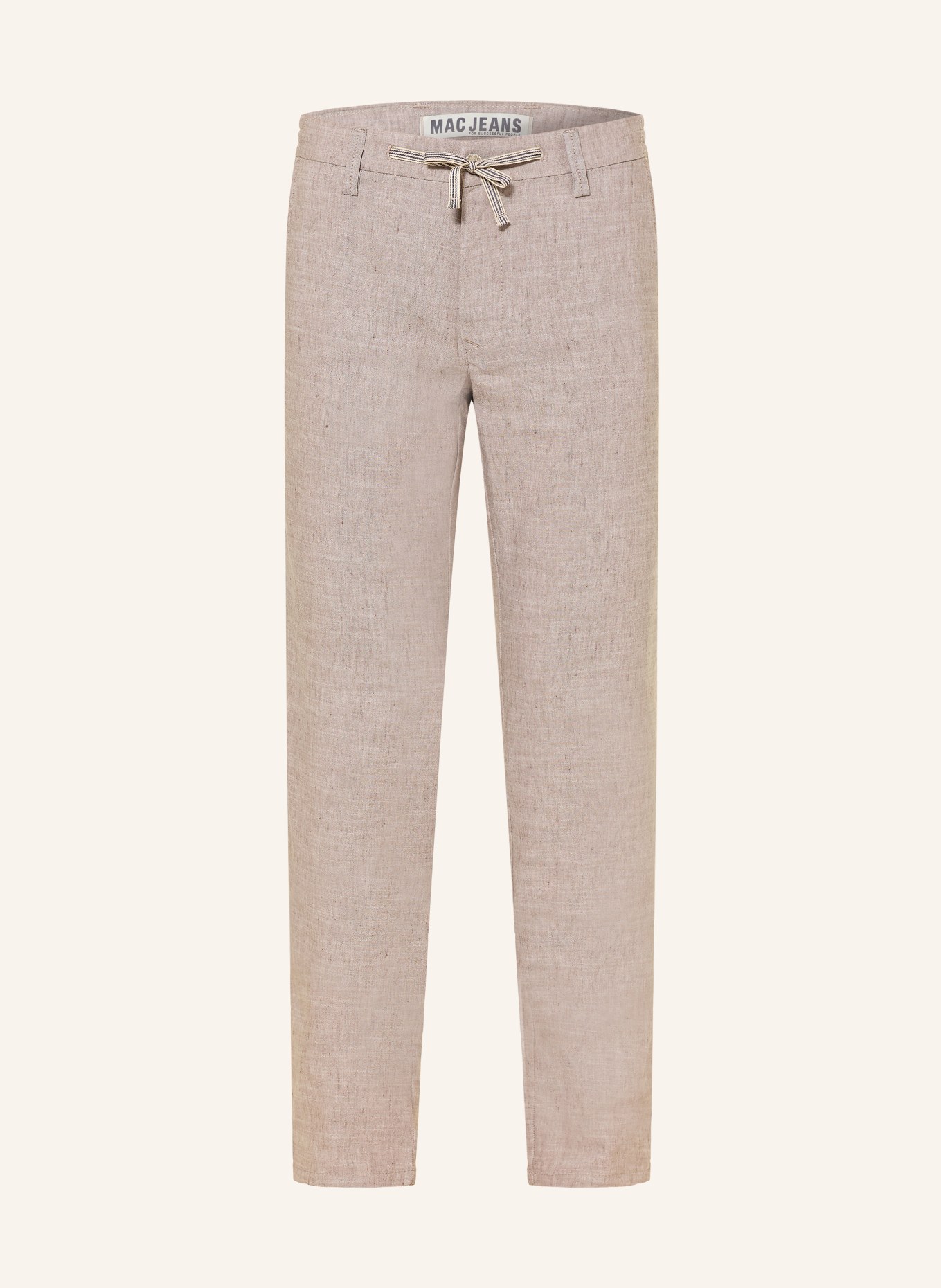 MAC LENNOX joggingbroek in moderne pasvorm met linnen: BEIGE