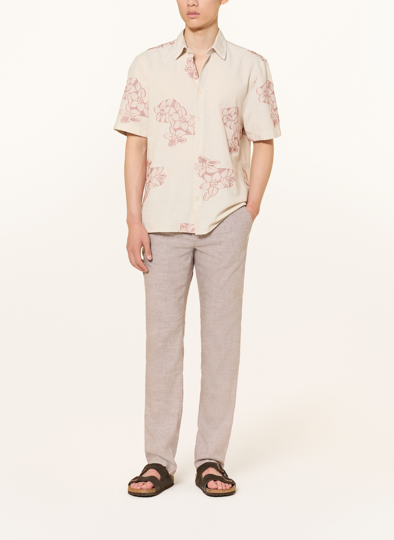 MAC LENNOX joggingbroek in moderne pasvorm met linnen: BEIGE