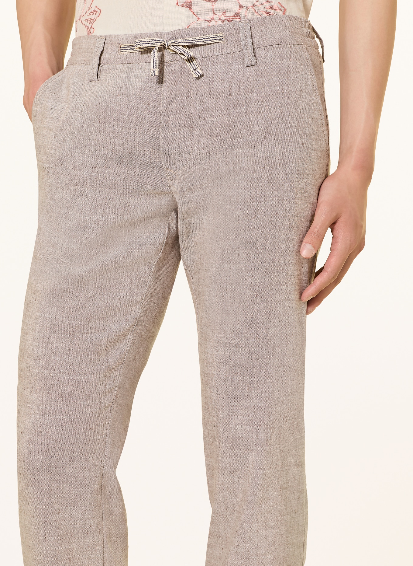 MAC LENNOX joggingbroek in moderne pasvorm met linnen: BEIGE