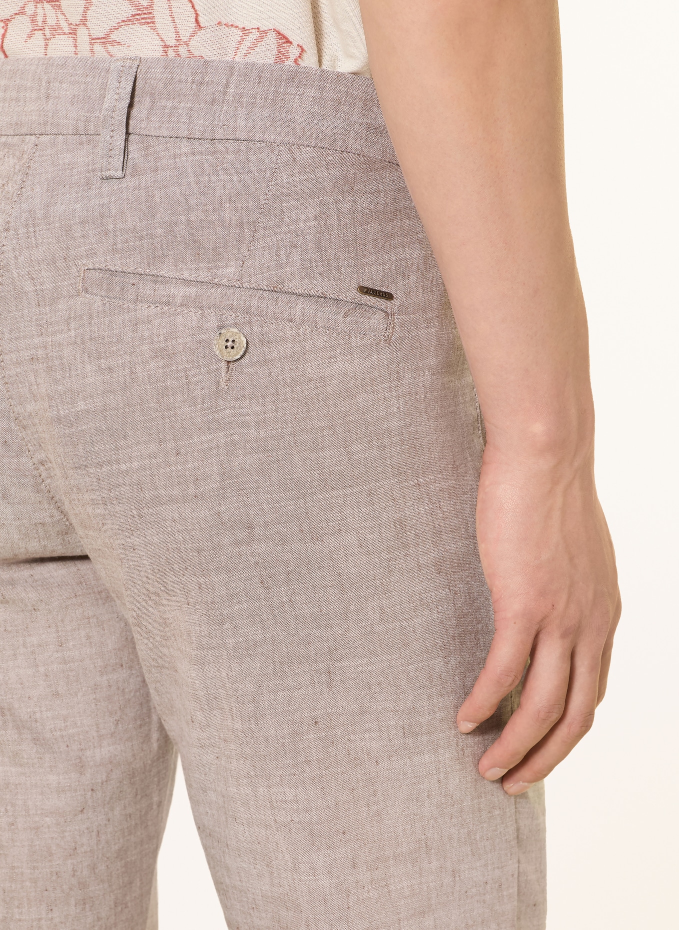MAC LENNOX joggingbroek in moderne pasvorm met linnen: BEIGE