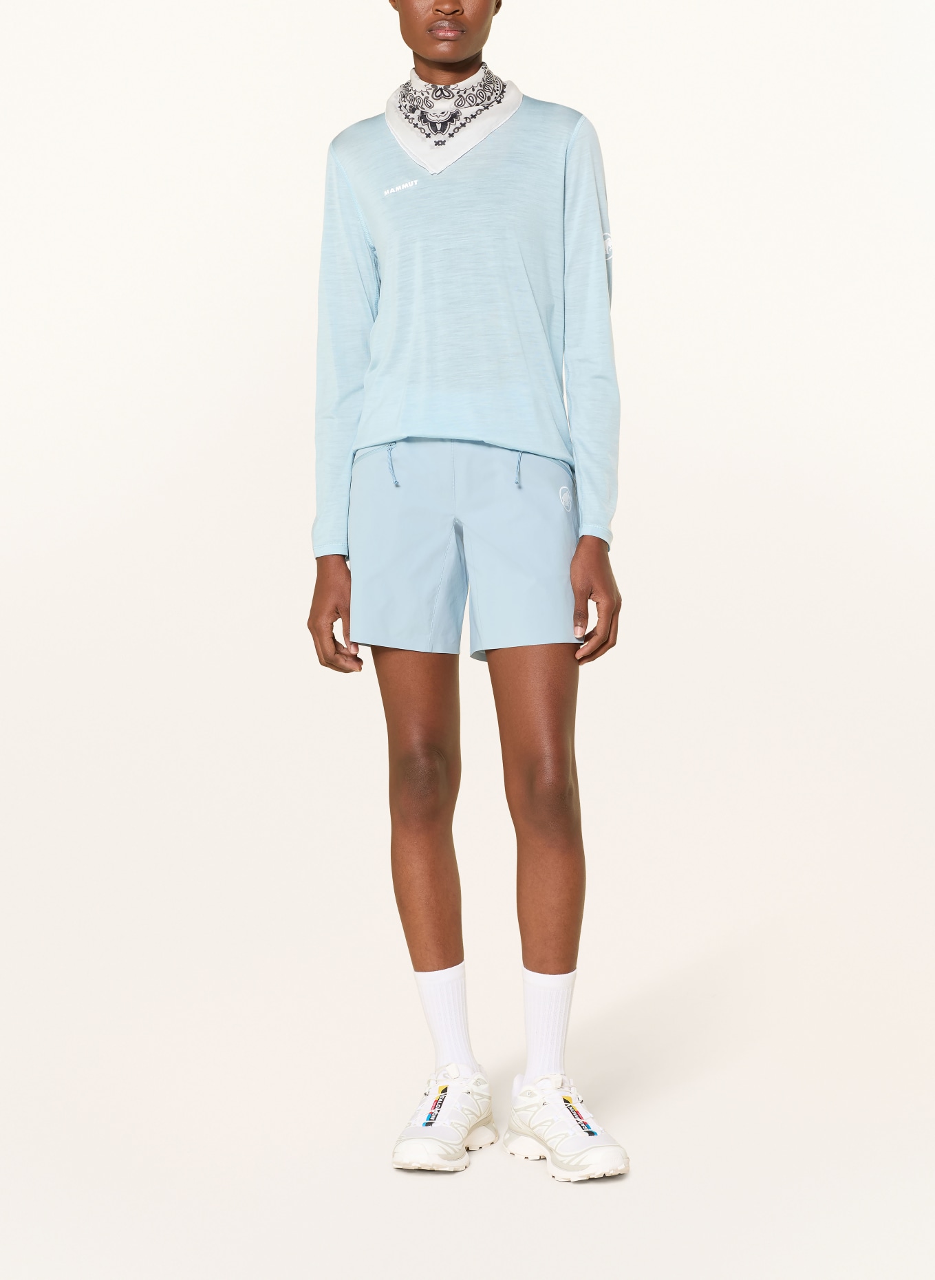 MAMMUT Long sleeve shirt TREE WOOL with merino wool: LIGHT BLUE