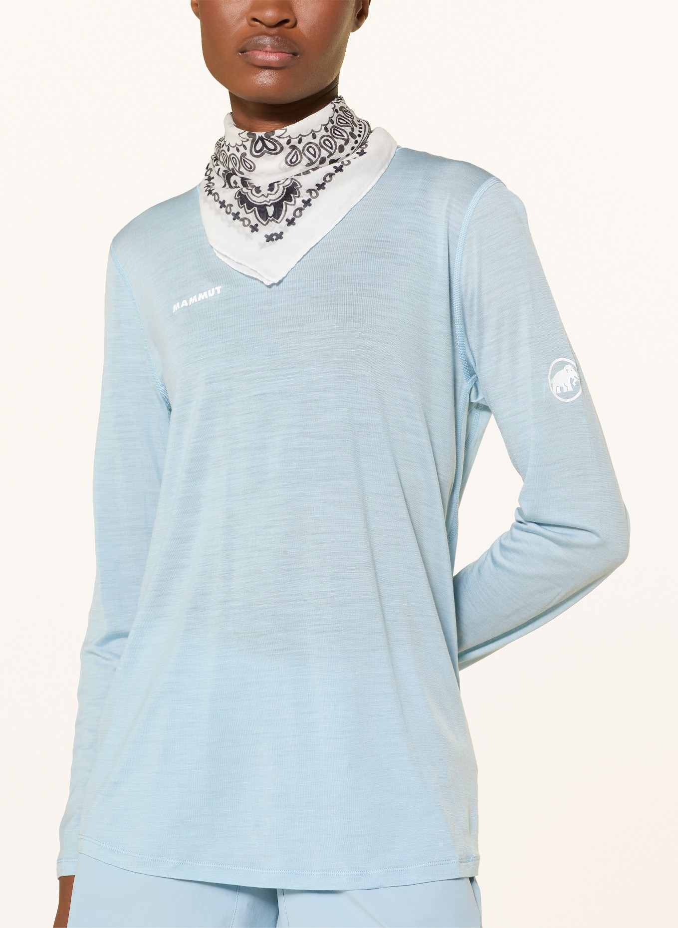 MAMMUT Long sleeve shirt TREE WOOL with merino wool: LIGHT BLUE