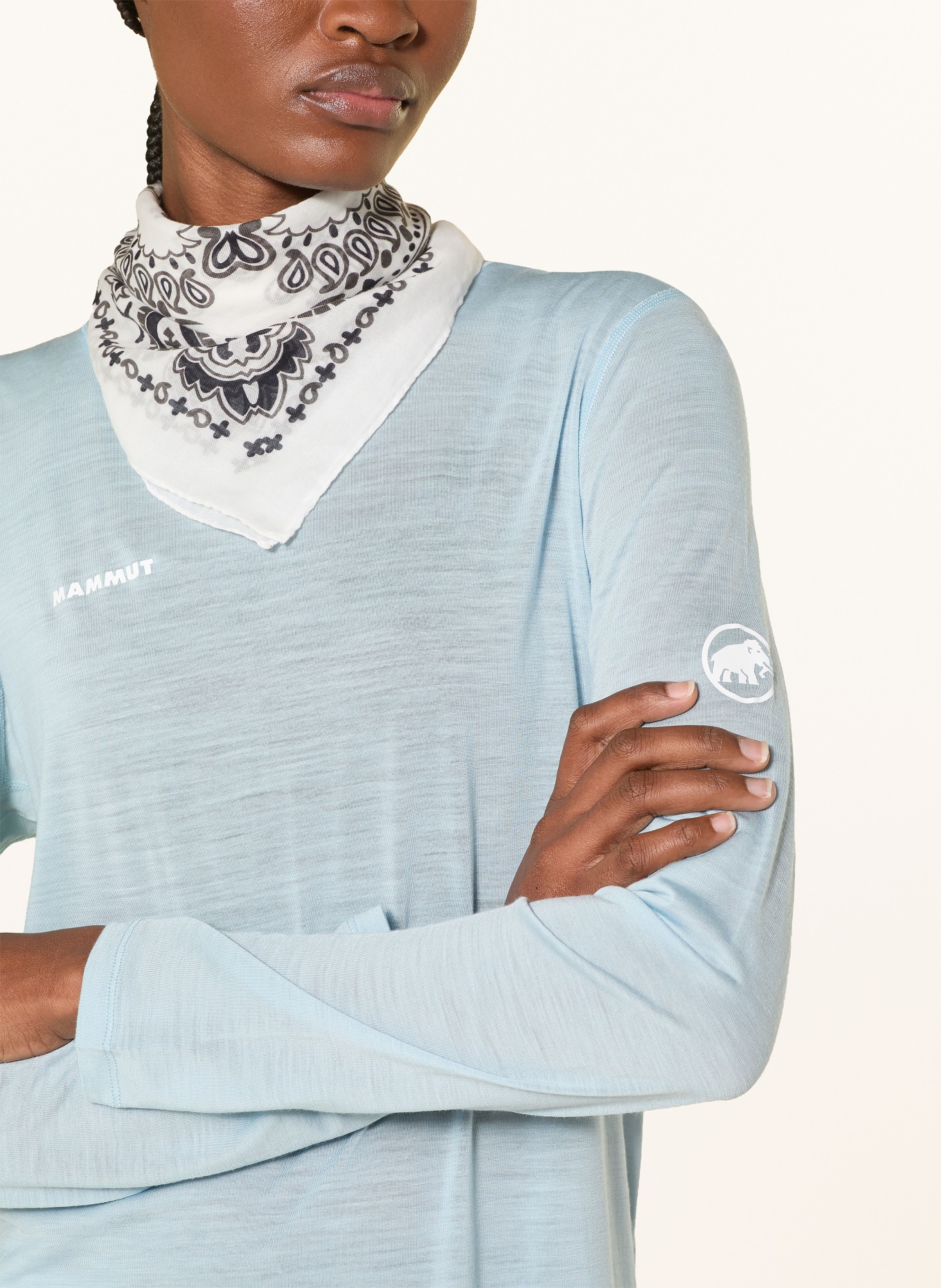 MAMMUT Long sleeve shirt TREE WOOL with merino wool: LIGHT BLUE