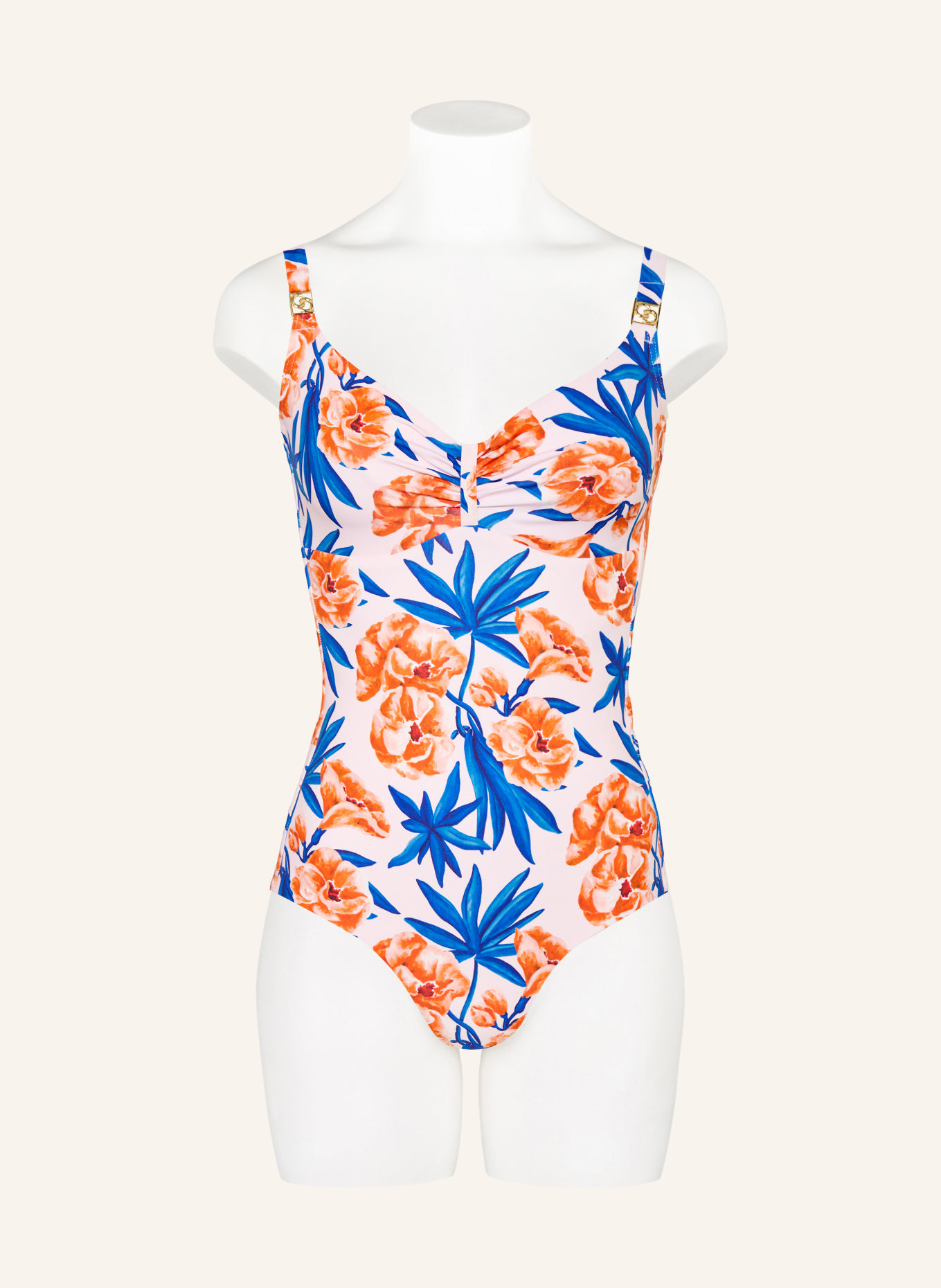 CHANTELLE Bügel-Badeanzug SAUVAGE: BLAU / HELLROSA / ORANGE