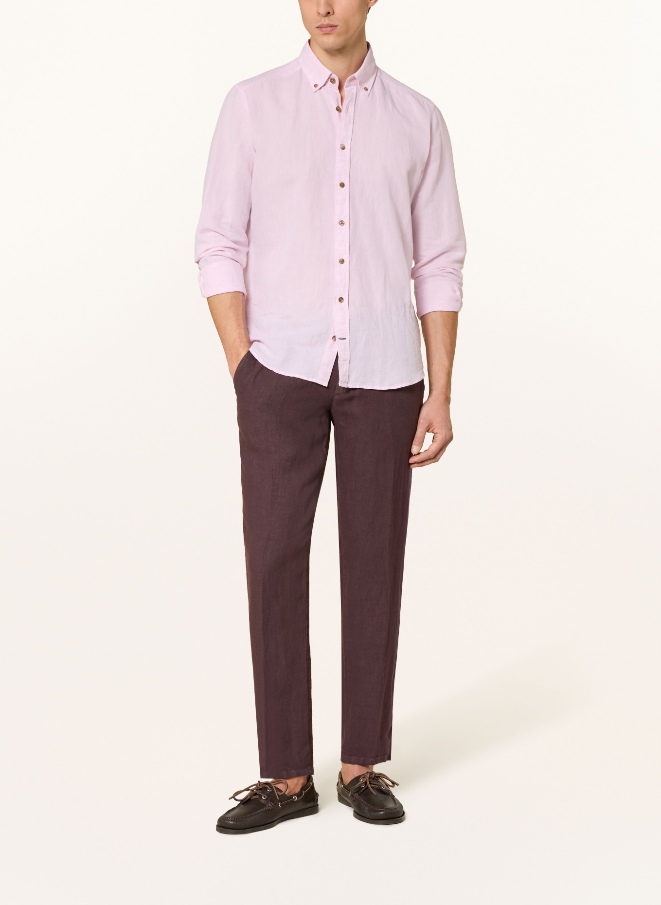 ALBERTO Leinenhose HOUSE im Jogging-Stil Tapered Fit: DUNKELROT