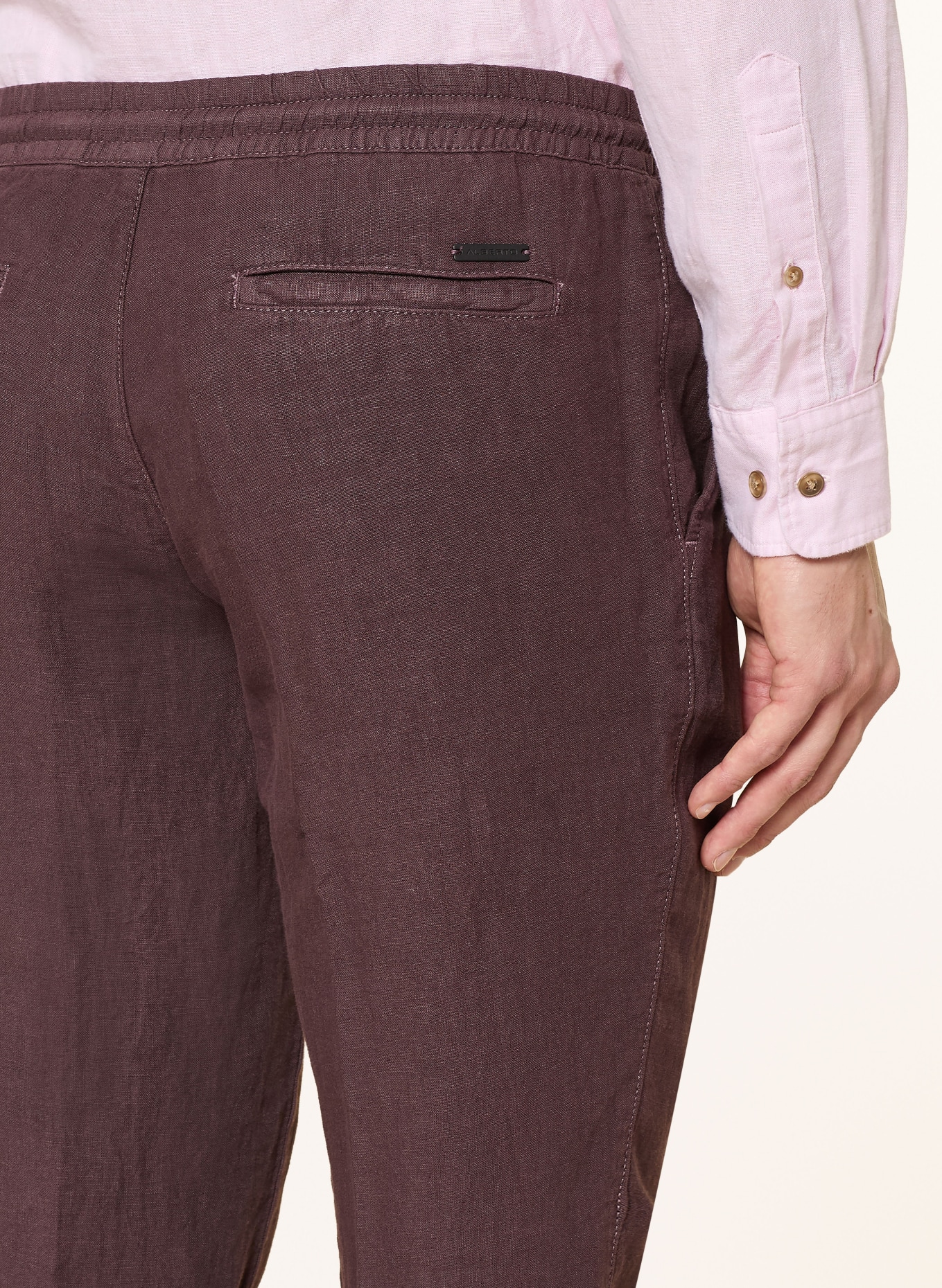 ALBERTO Leinenhose HOUSE im Jogging-Stil Tapered Fit: DUNKELROT