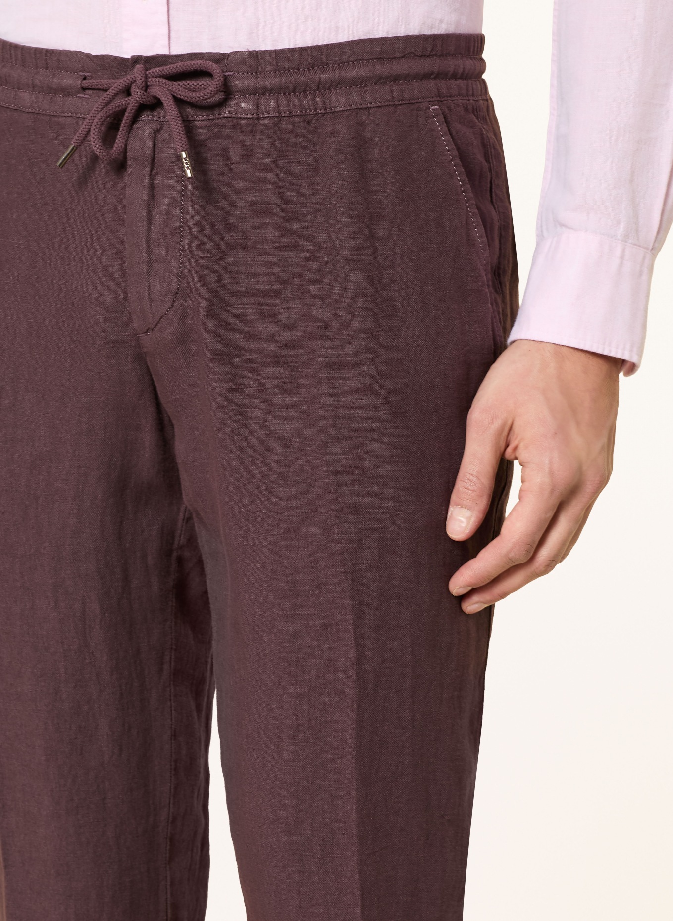 ALBERTO Leinenhose HOUSE im Jogging-Stil Tapered Fit: DUNKELROT