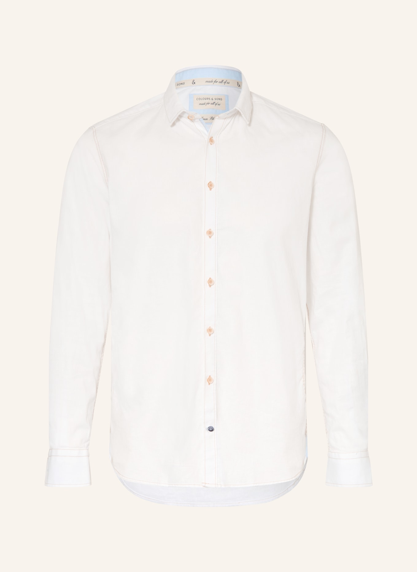 COLOURS & SONS Slim fit overhemd met linnen: WIT