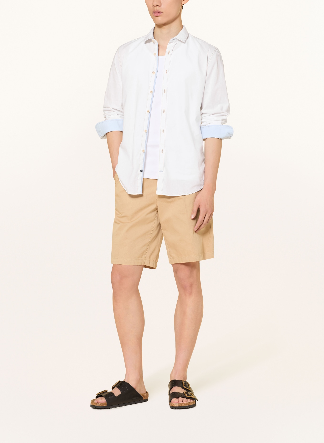 COLOURS & SONS Slim fit overhemd met linnen: WIT