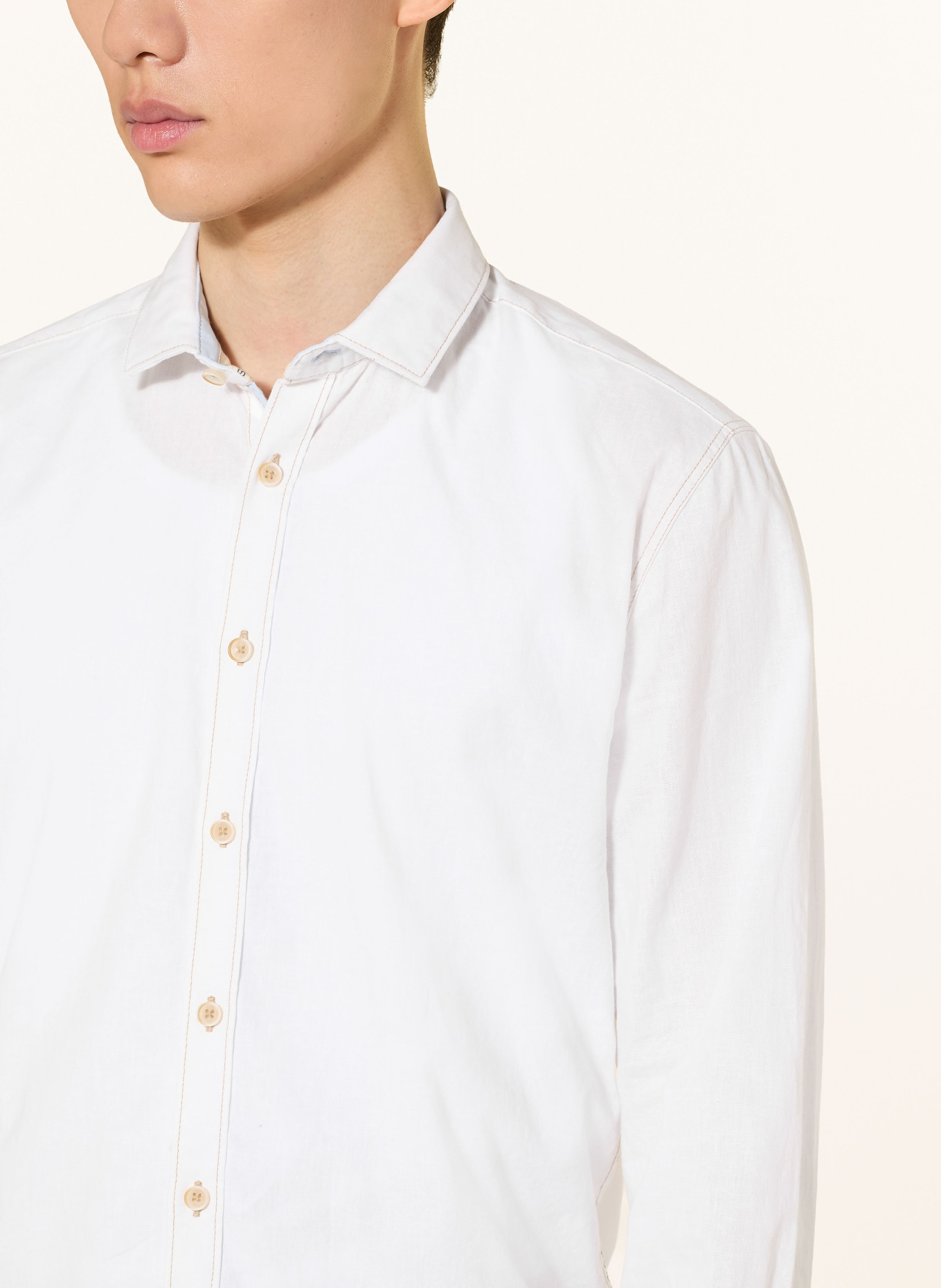 COLOURS & SONS Slim fit overhemd met linnen: WIT