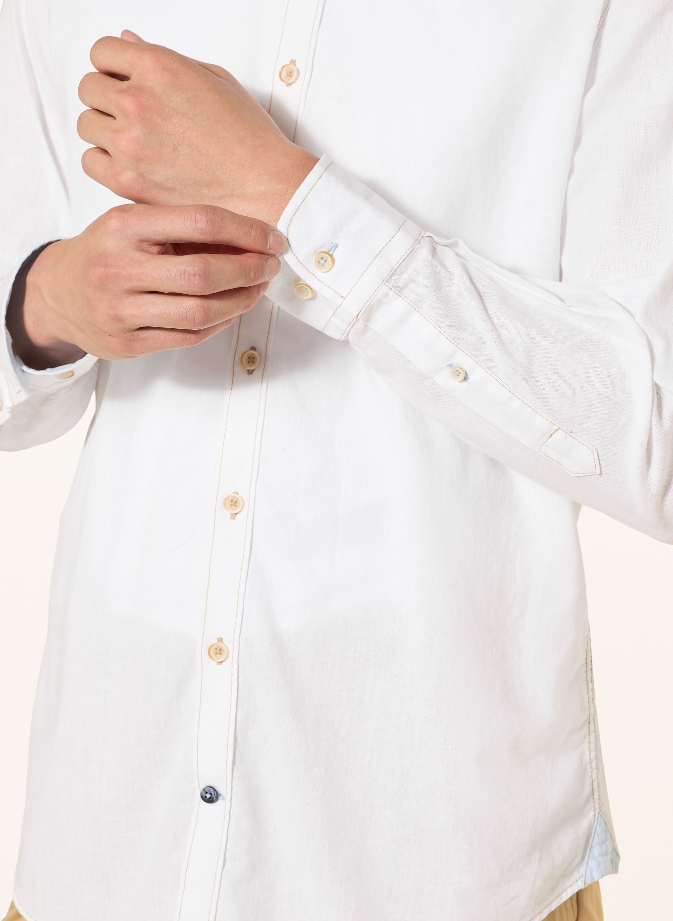 COLOURS & SONS Slim fit overhemd met linnen: WIT