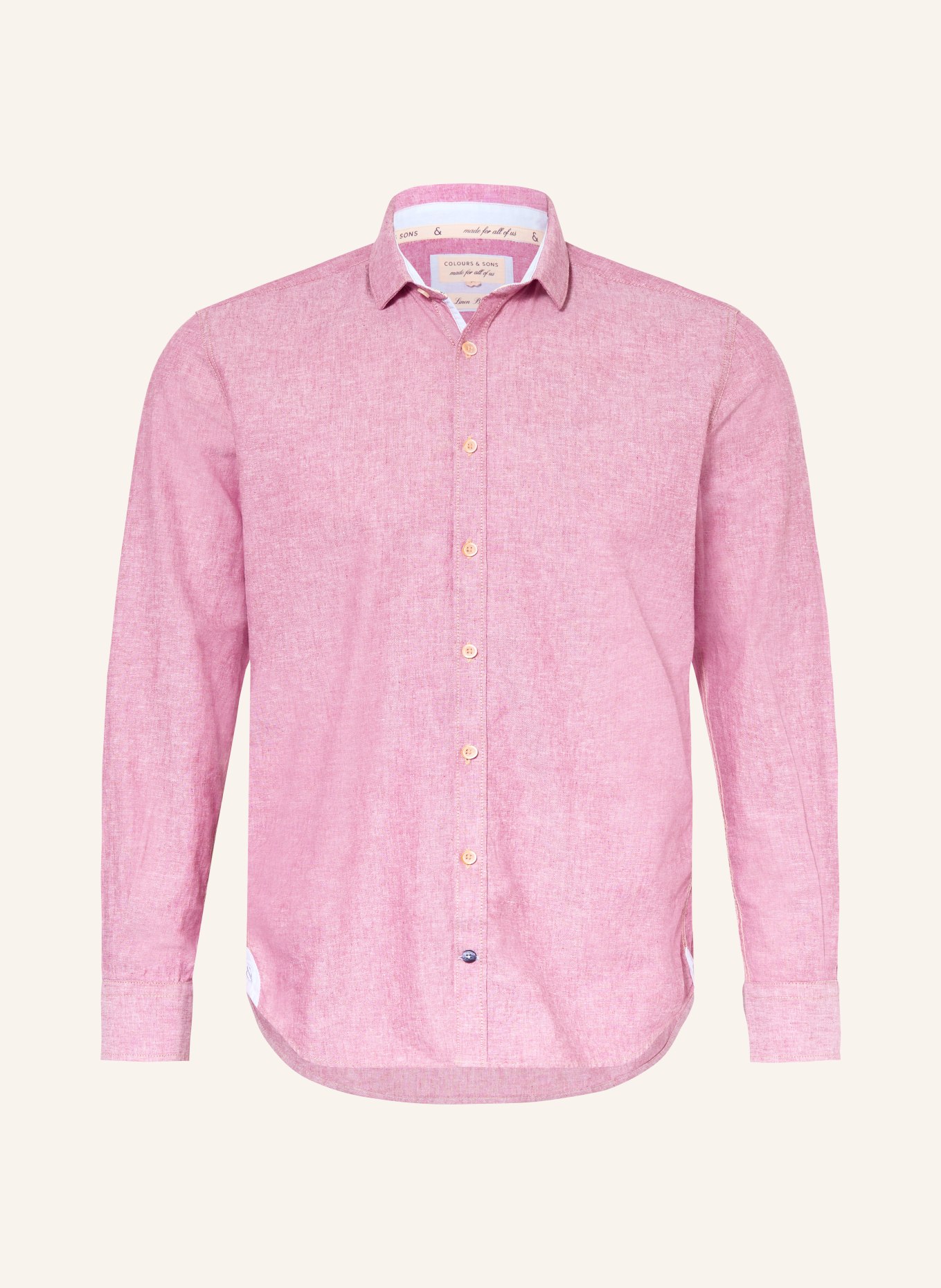 COLOURS & SONS Slim fit overhemd met linnen: LICHTROOD